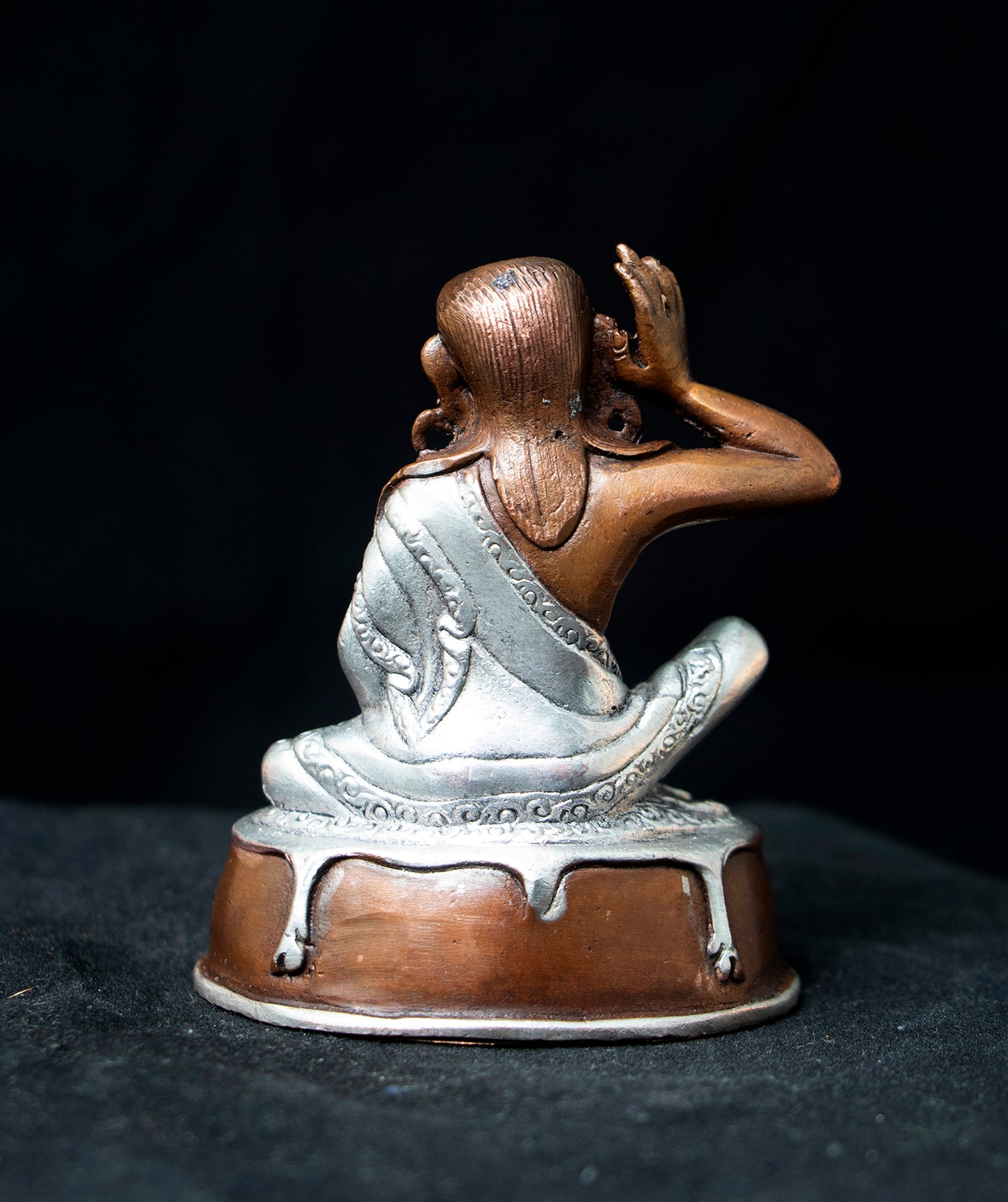 Tibetan Buddhism Guru Milarepa Silver Oxide Copper Statue Sculpture Figure Nepal free