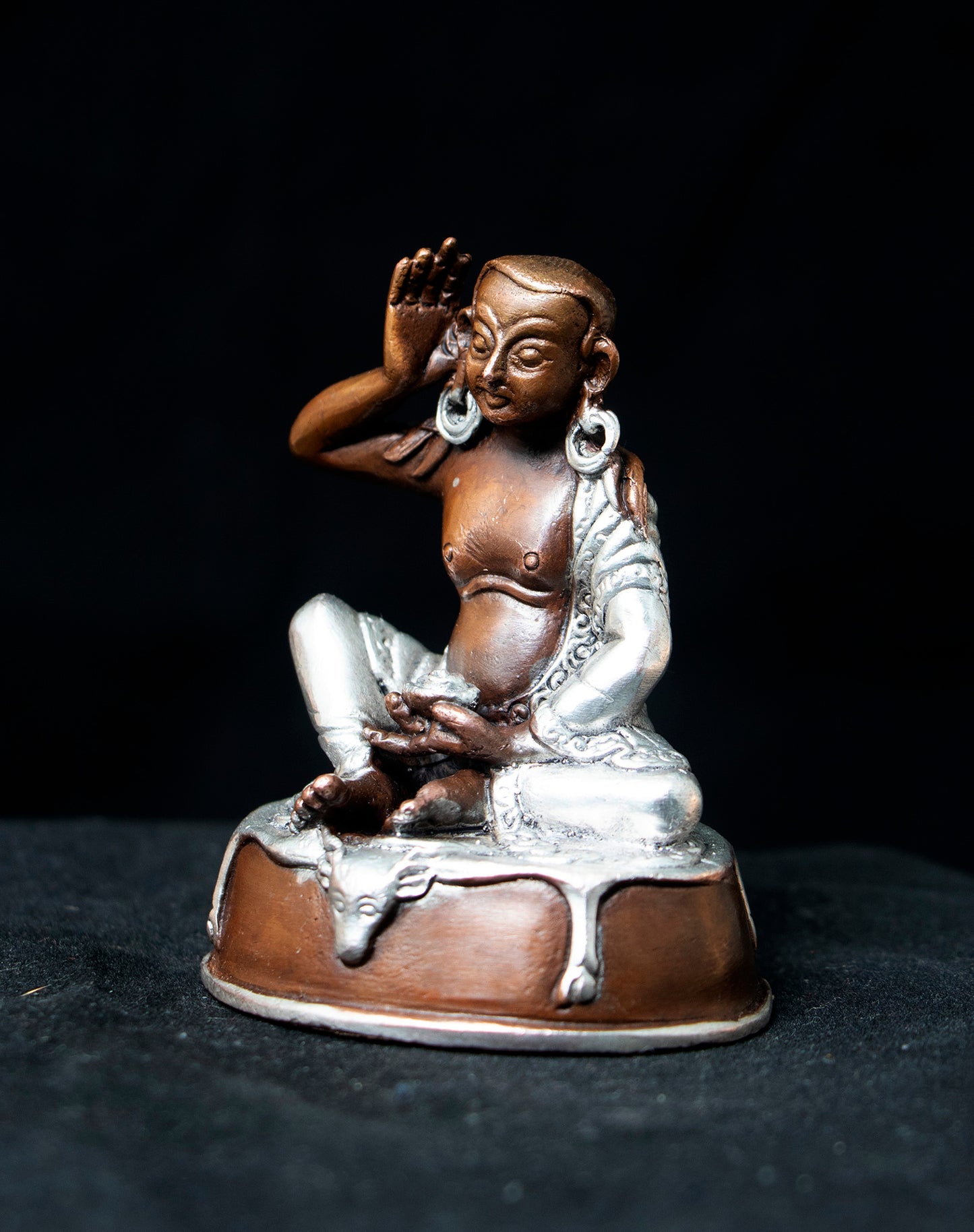 Tibetan Buddhism Guru Milarepa Silver Oxide Copper Statue Sculpture Figure Nepal free