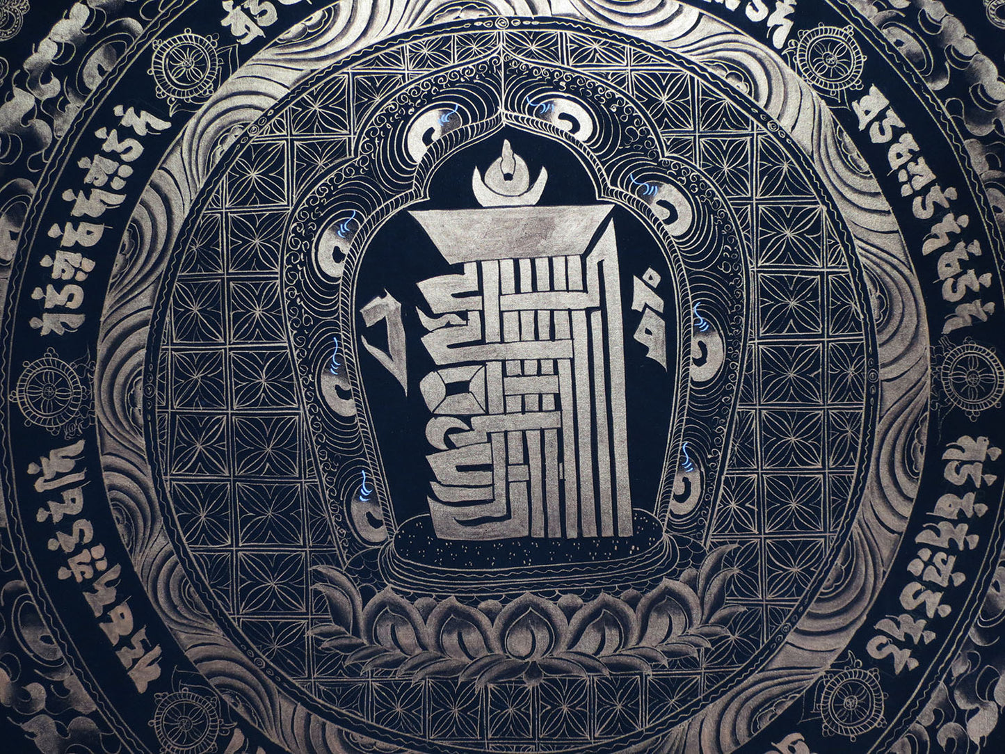 Tibetan Buddhism Ritual Kalachakra Mantra Tantra Thangka Hand Painting Art Black free