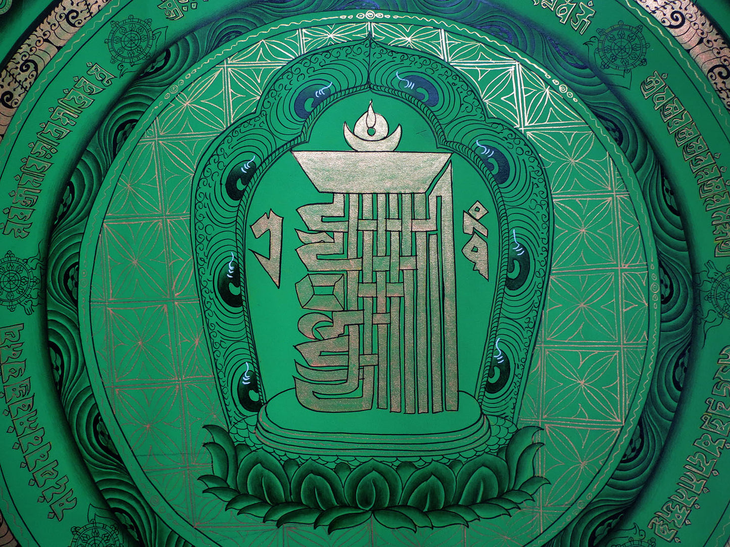 Tibetan Buddhism Ritual Kalachakra Mantra Tantra Thangka Hand Painting Art Green free