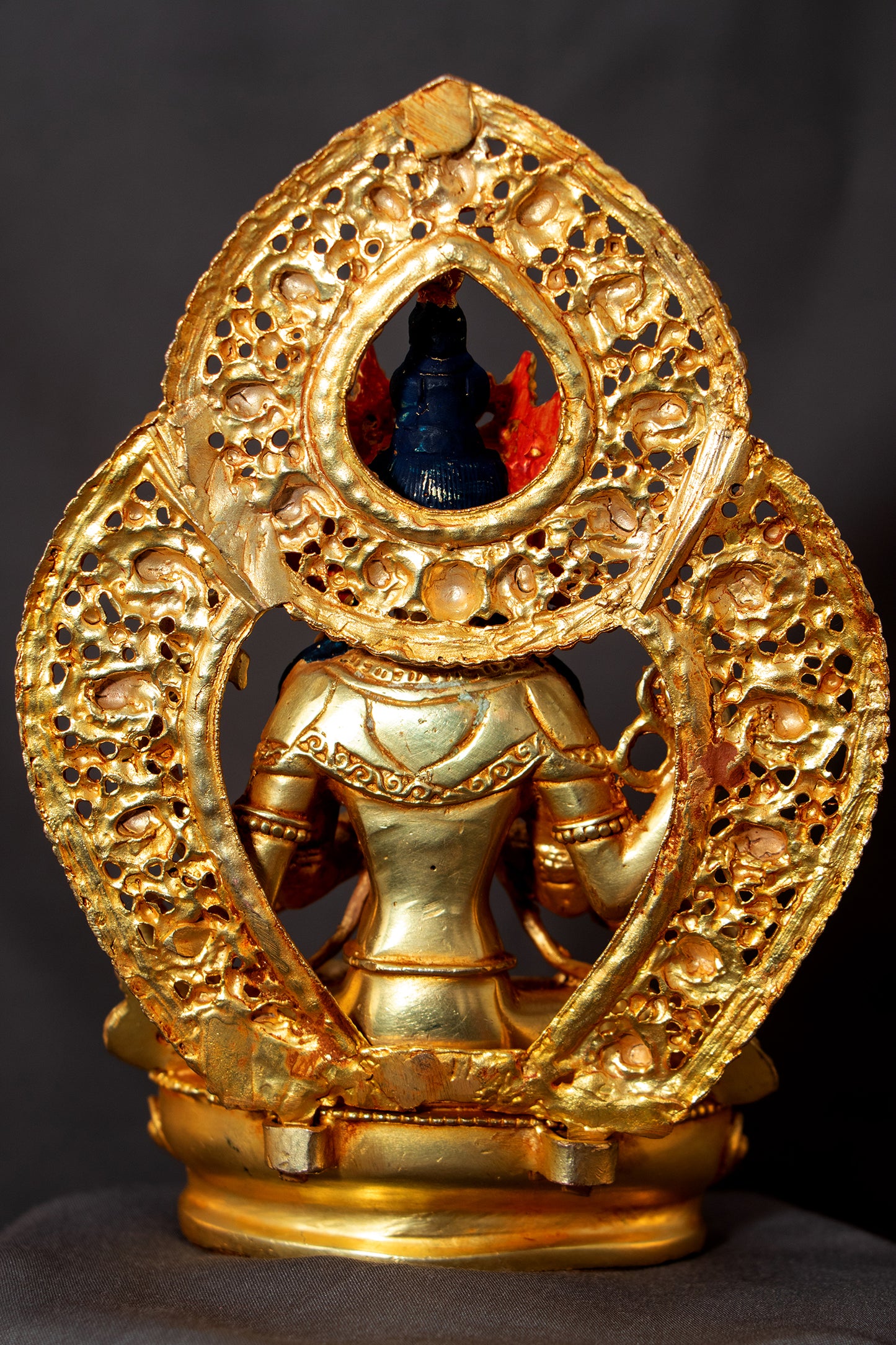Tibetan Buddhism Gold Face Lord Chenrezig 15 cm Gold Plated Copper Statue Sculpture Figure Nepal free