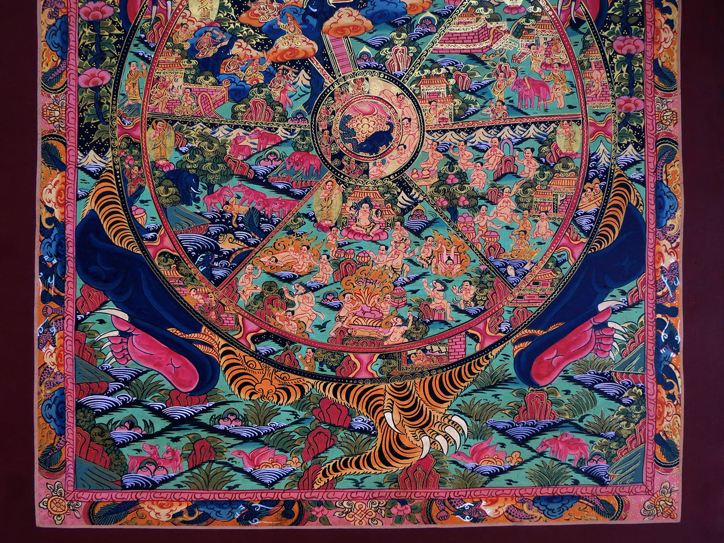 Tibetan Buddhism Wheels of Life Samsara Bhava Chakra Mandala Thangka Painting Art free