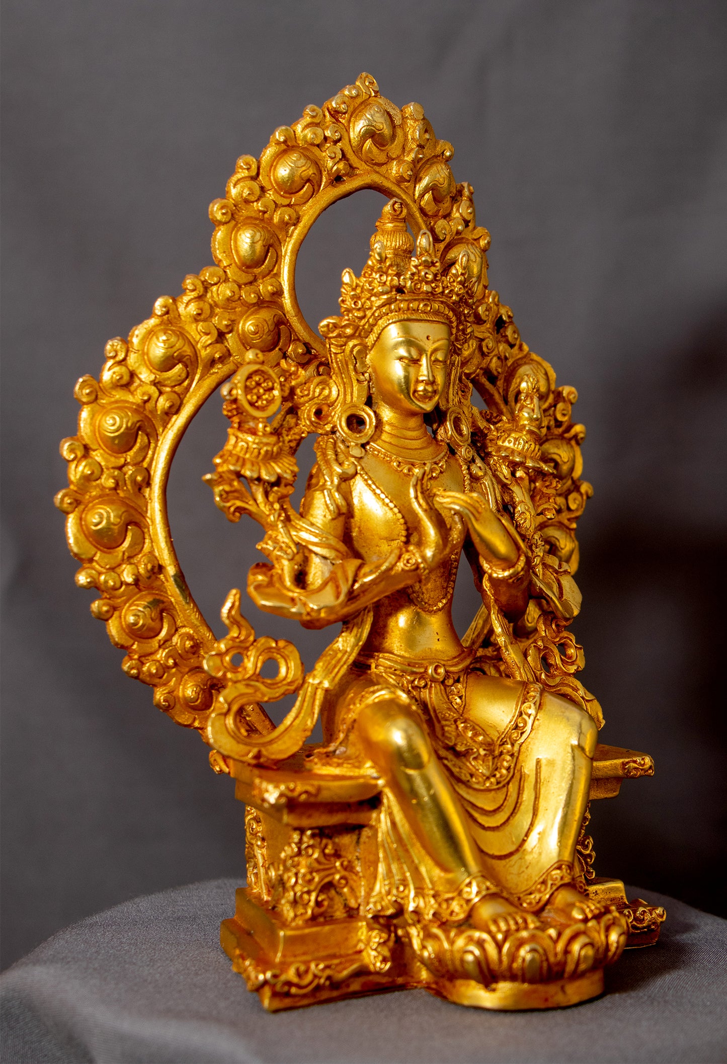 Tibetan Buddhism Lord Maitreya Buddha Gold Plated Copper Statue Sculpture Figure Nepal free