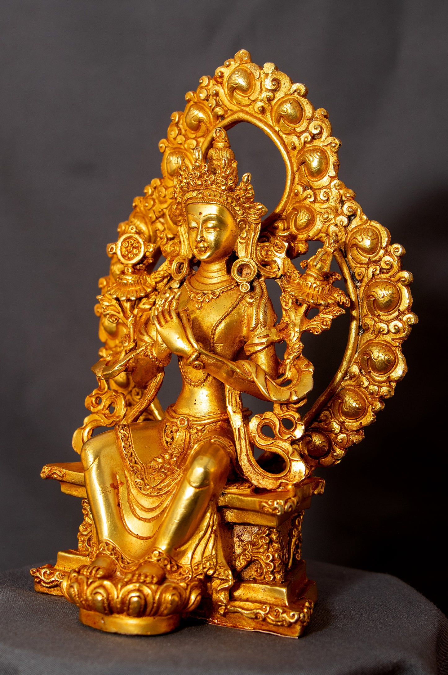Tibetan Buddhism Lord Maitreya Buddha Gold Plated Copper Statue Sculpture Figure Nepal free