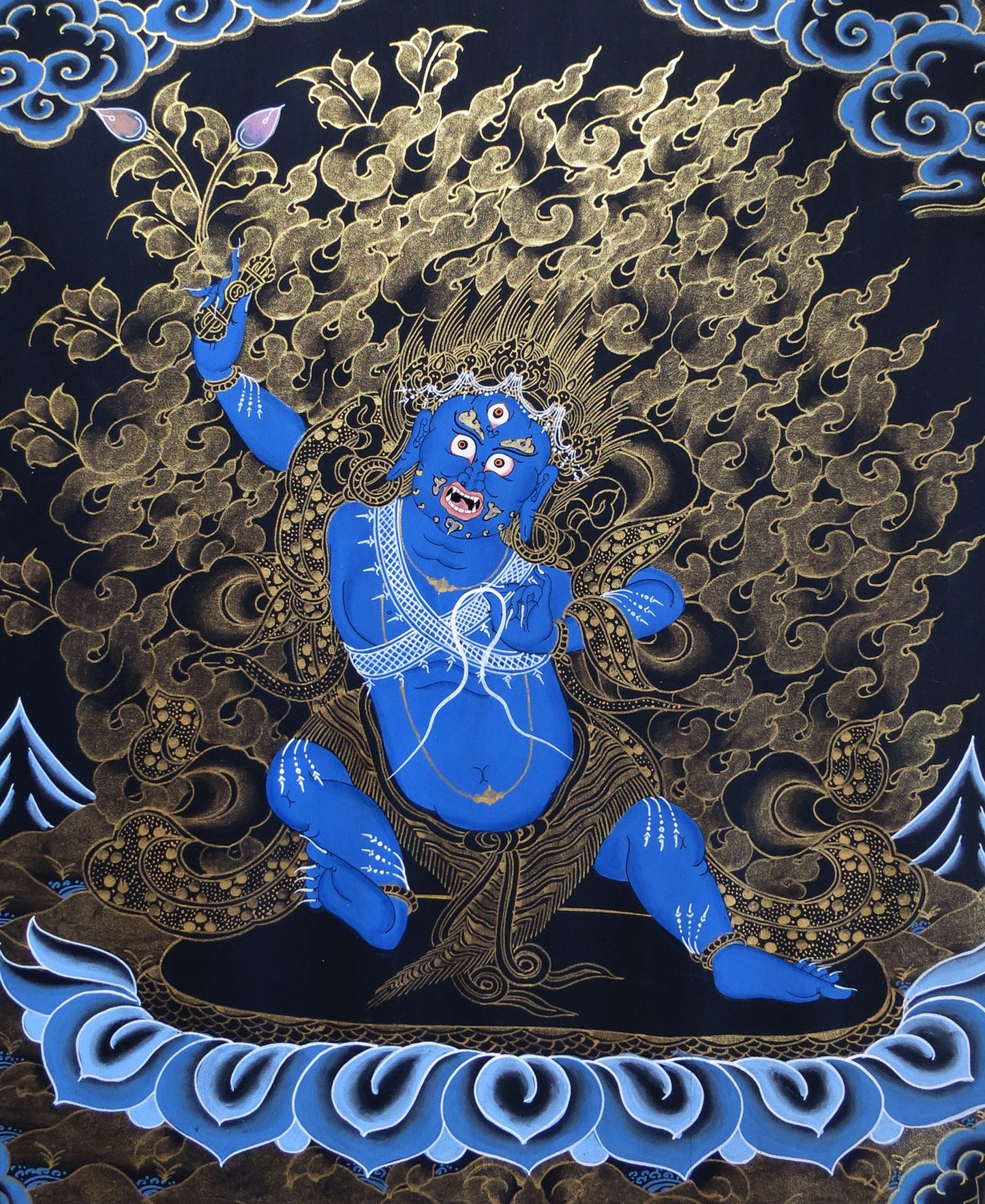 Tibetan Buddhism Boddhisattva Lord Manjushri Chenrezig Vajrapani 3 in 1 Lama hand Painting Thangka free