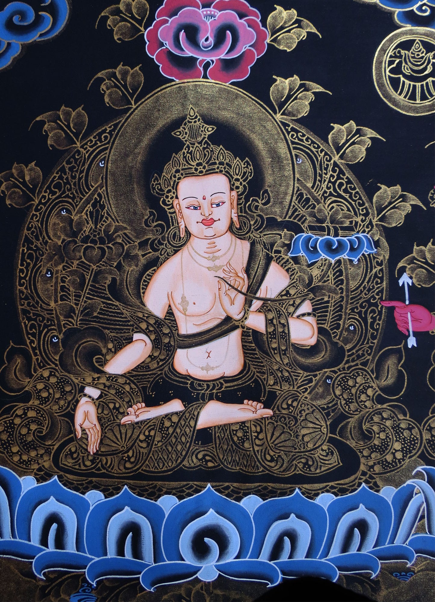 Tibetan Buddhism Boddhisattva 5 Dhyani Lord Manjushri Manjushree 5 in 1 Thangka Art Painting free