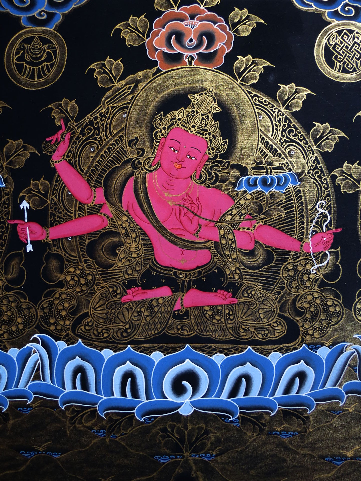 Tibetan Buddhism Boddhisattva 5 Dhyani Lord Manjushri Manjushree 5 in 1 Thangka Art Painting free