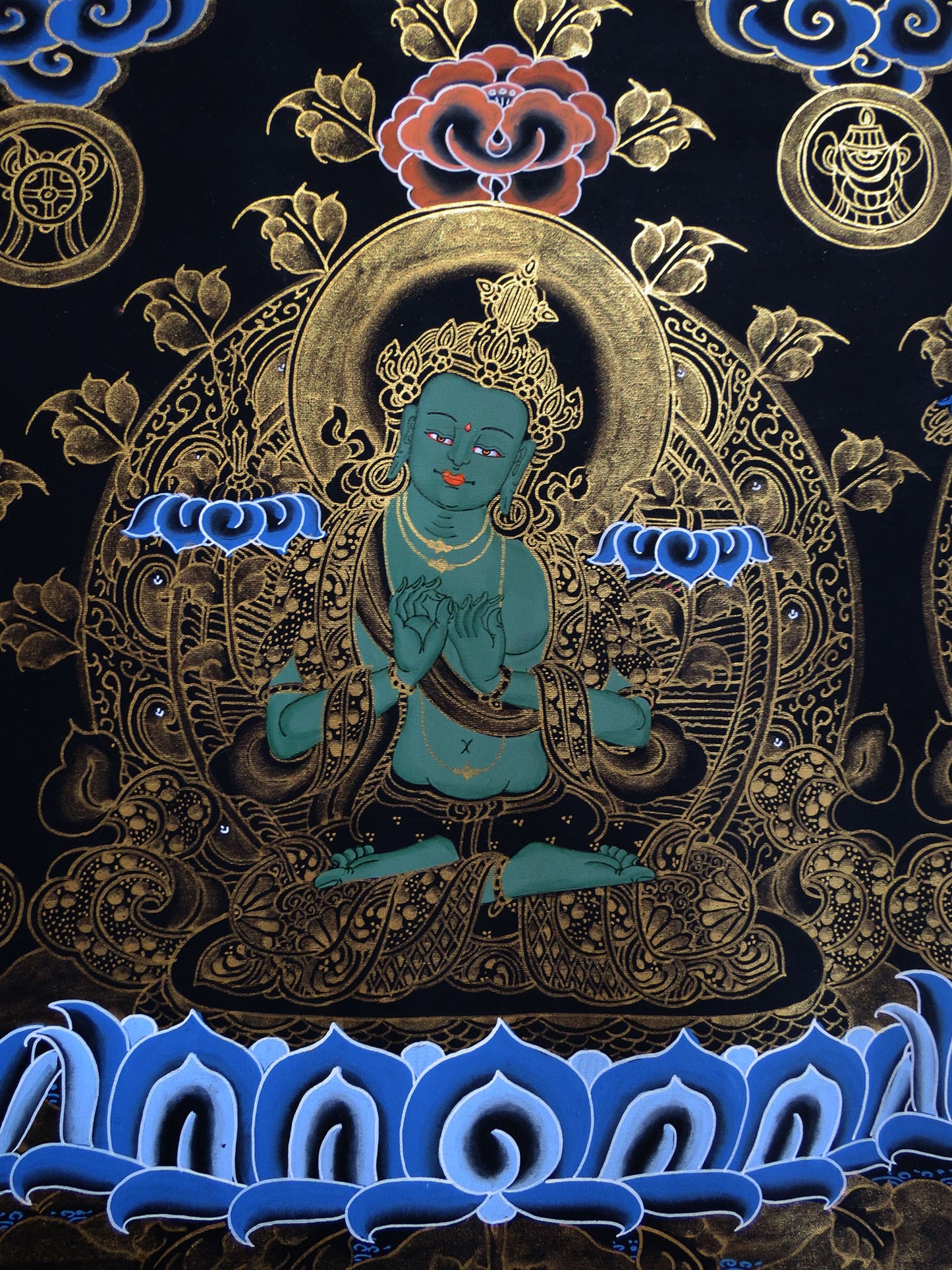 Tibetan Buddhism Boddhisattva 5 Dhyani Lord Manjushri Manjushree 5 in 1 Thangka Art Painting free
