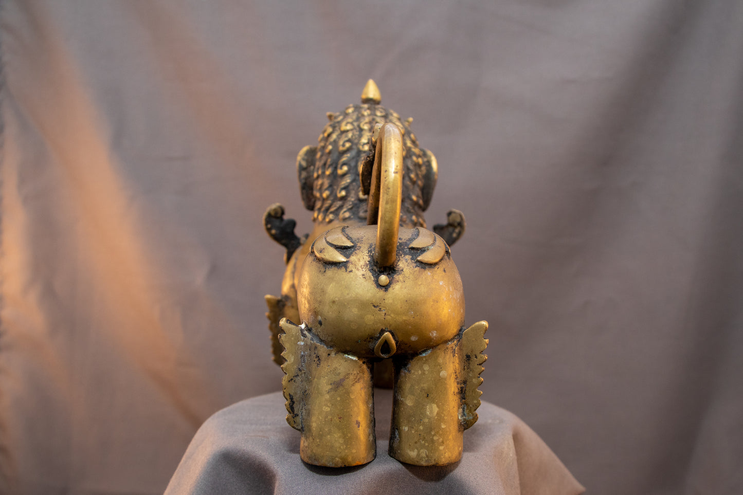 Tibetan Pair of Lion Feng Shui Lions Foo Fu Dog Guardian Singha Brass Figure Sculpture Statue free