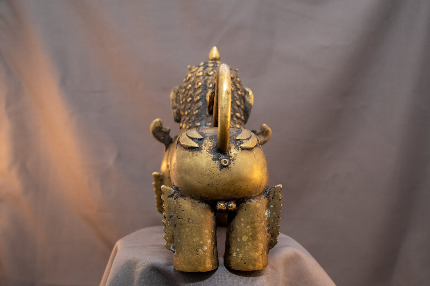 Tibetan Pair of Lion Feng Shui Lions Foo Fu Dog Guardian Singha Brass Figure Sculpture Statue free