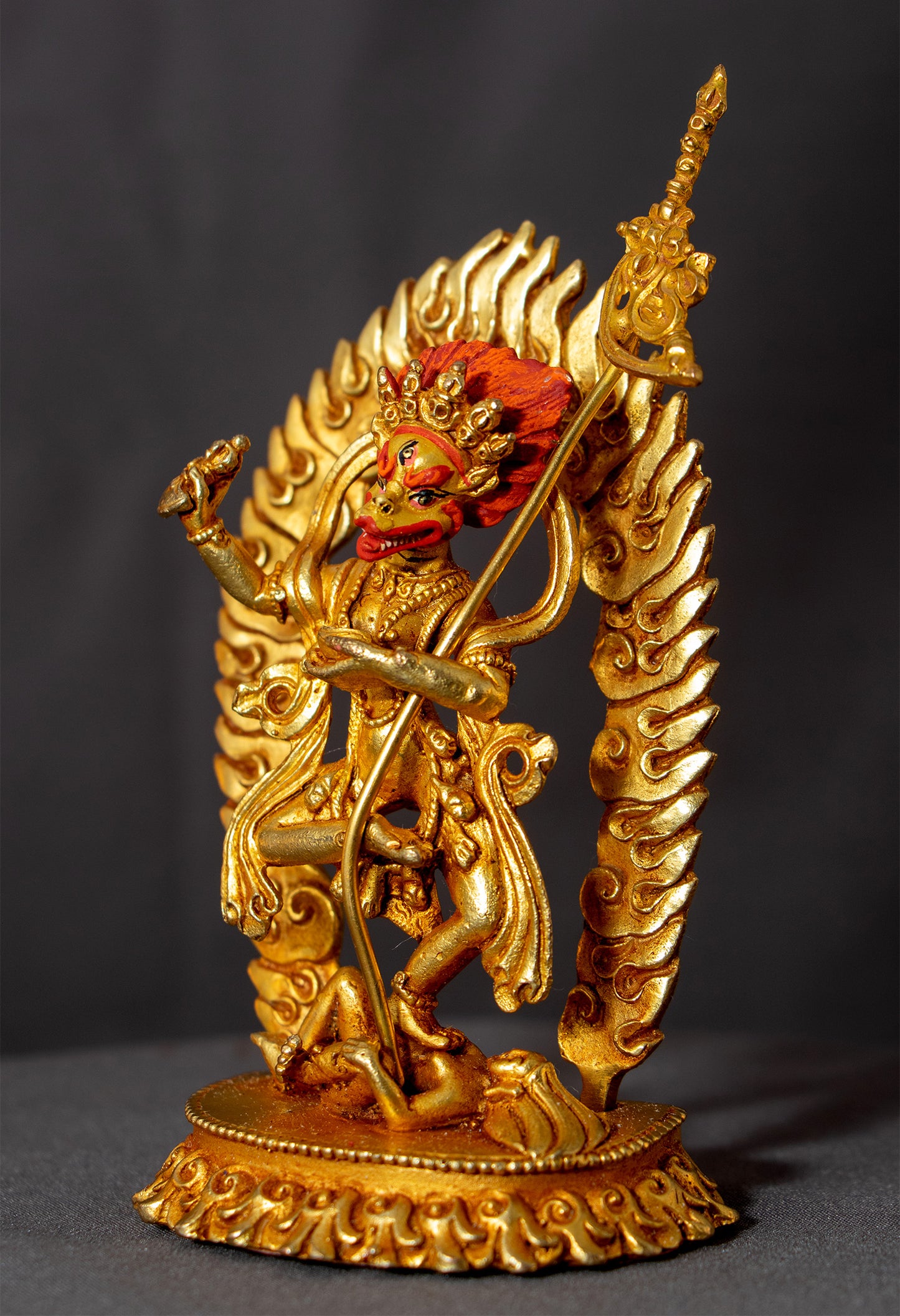 Buddhism Gold Face Paint Simha Mukhi Dakini Yogini Gold Plated Copper Statue Sculpture Figure Nepal free