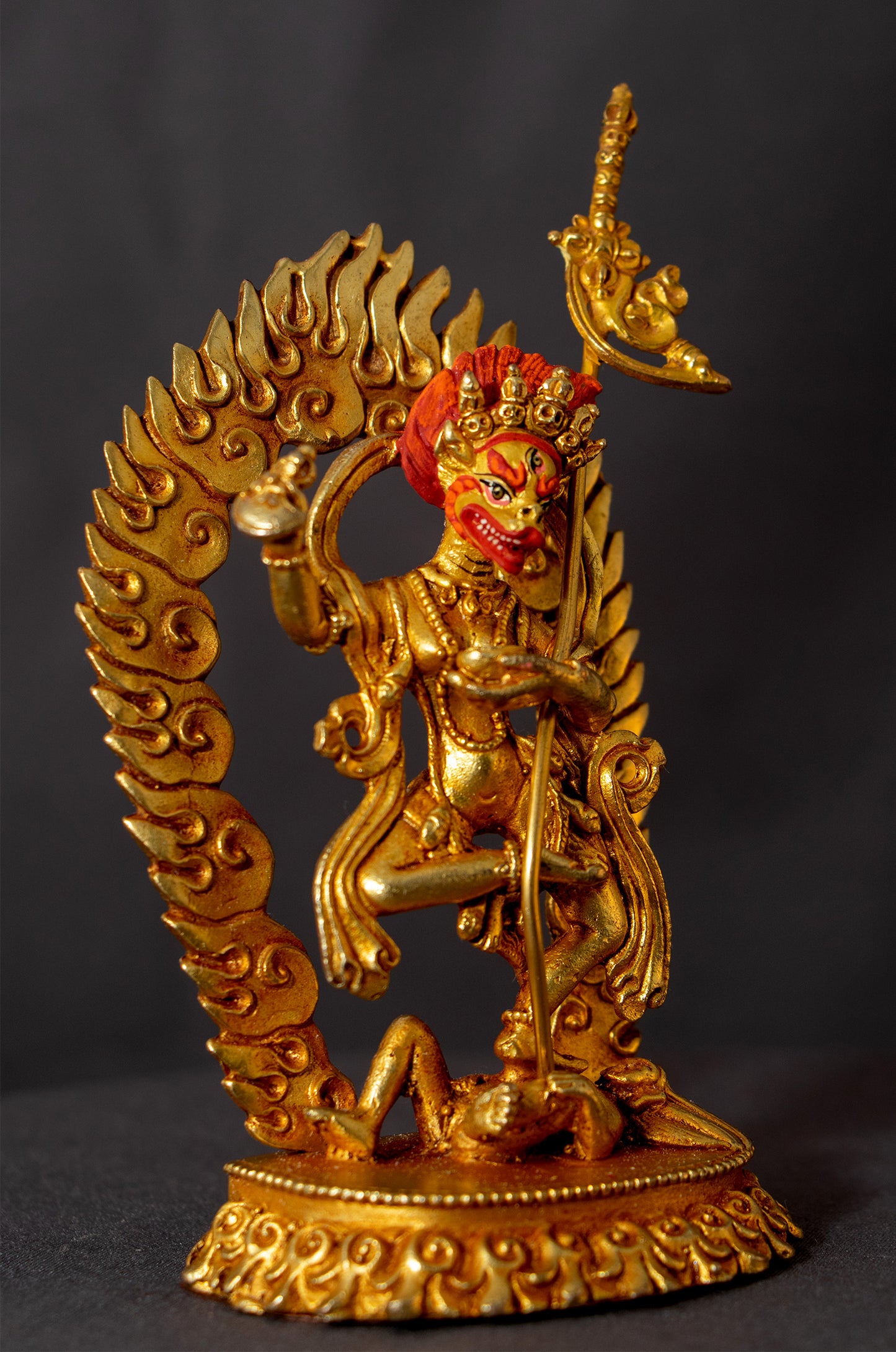 Buddhism Gold Face Paint Simha Mukhi Dakini Yogini Gold Plated Copper Statue Sculpture Figure Nepal free