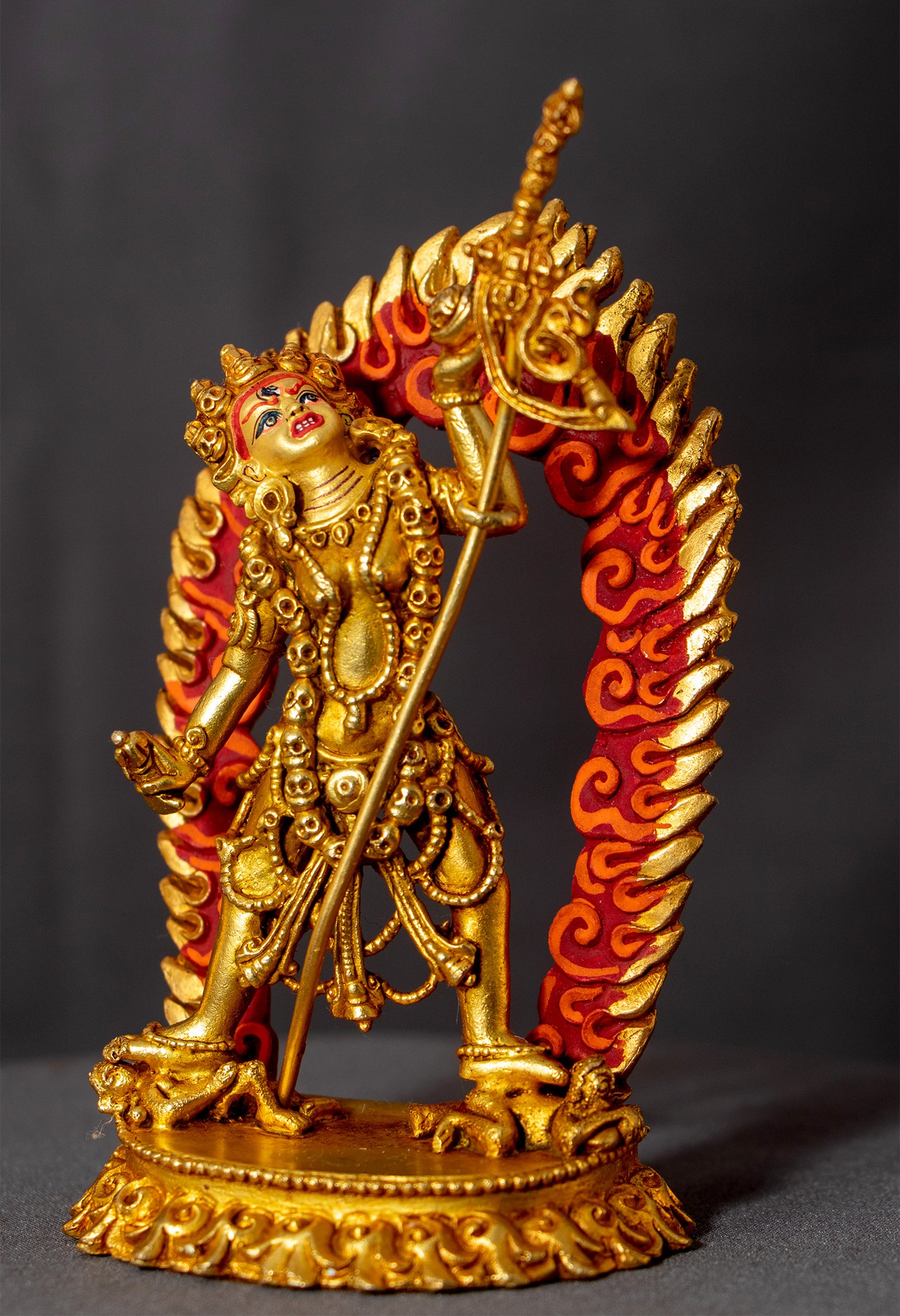 Tibetan Buddhism Gold Face Hand Painting Goddess Vajra Yogini Dakini Gold Plated Copper Statue Sculpture Figure Nepal free