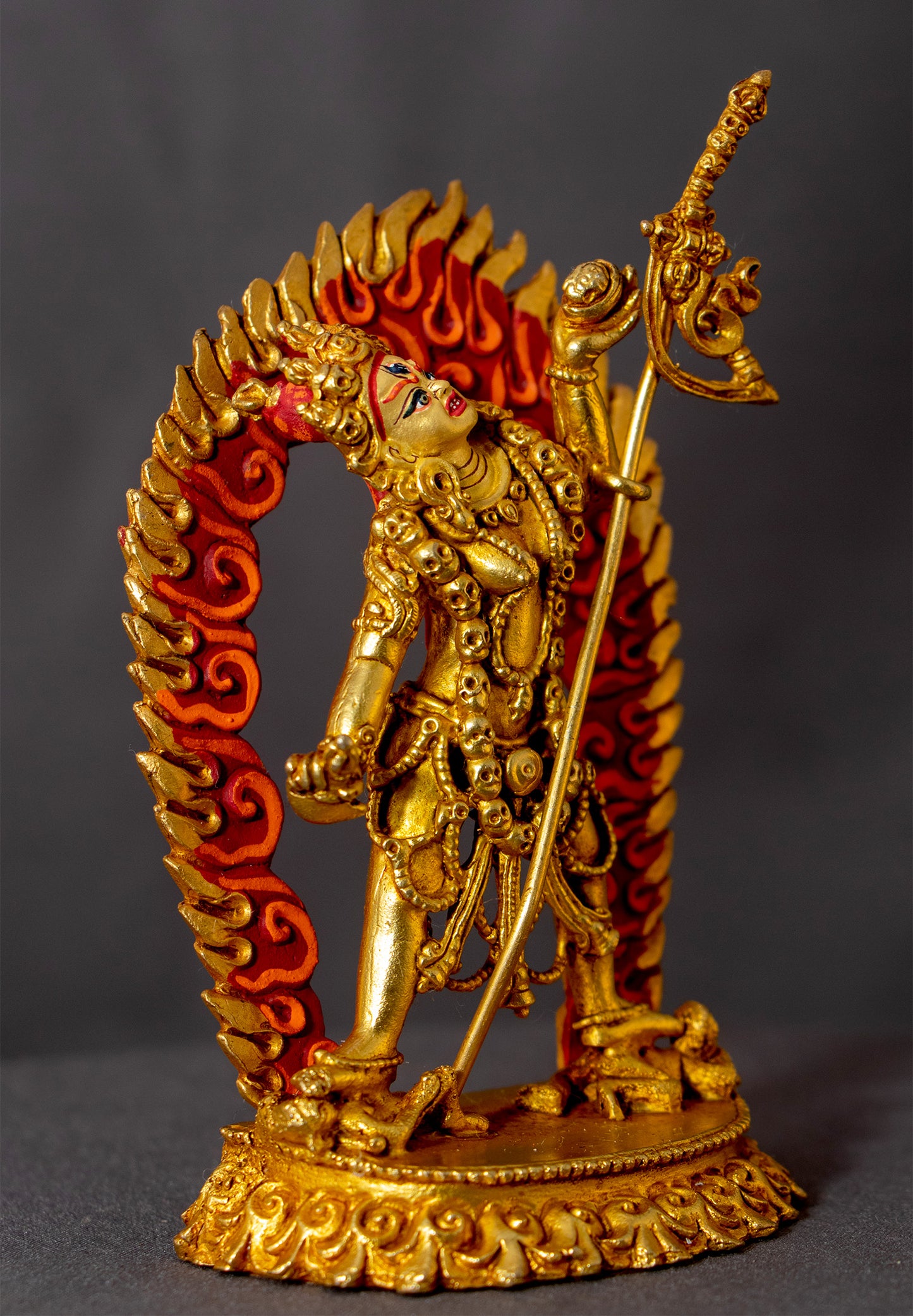 Tibetan Buddhism Gold Face Hand Painting Goddess Vajra Yogini Dakini Gold Plated Copper Statue Sculpture Figure Nepal free