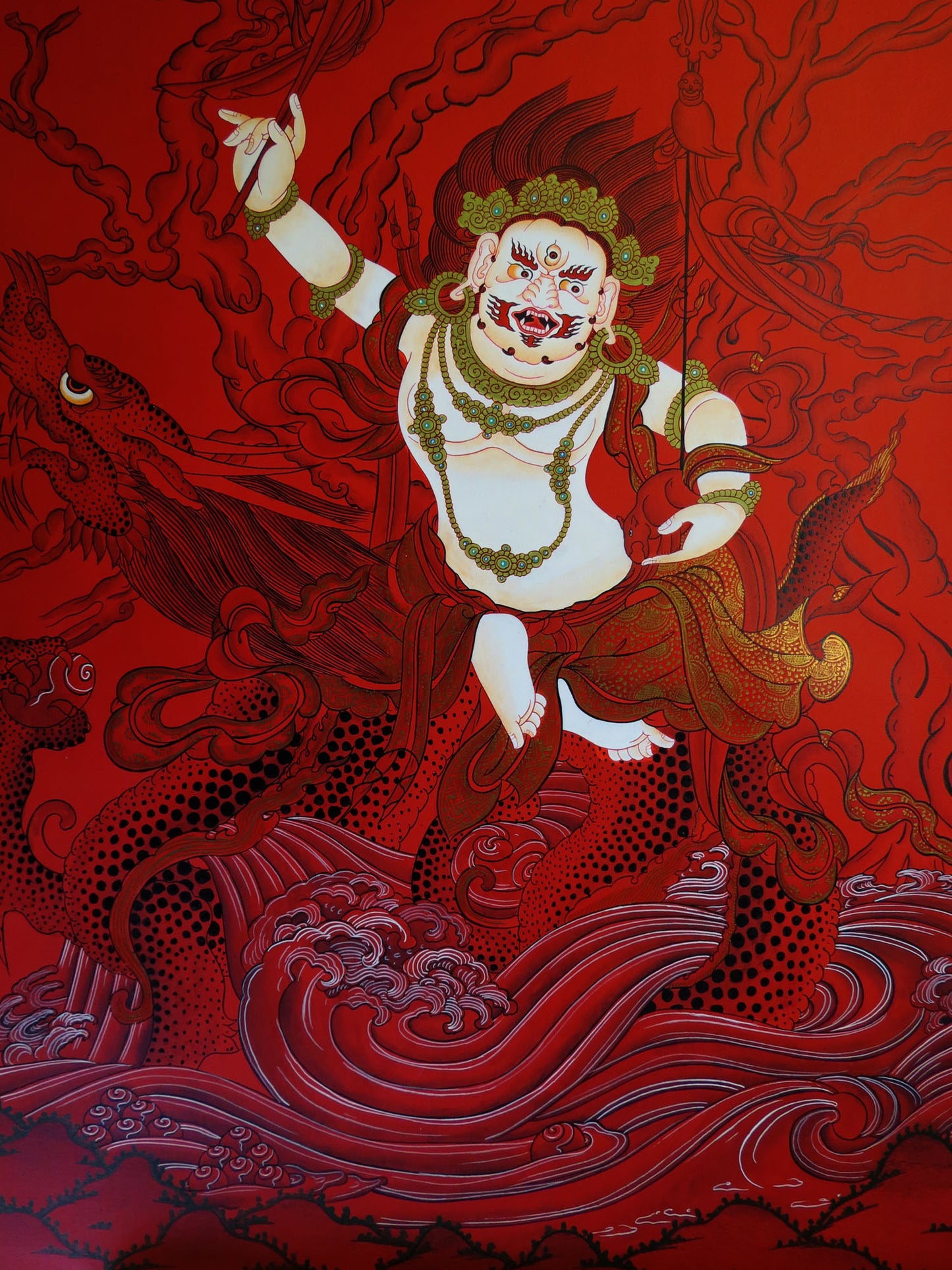 Tibetan Buddhism Wrathful Deity Lord Mahakal Bhairav Mahakala Handmade Canvas Cloth Hand Painting Thangka free
