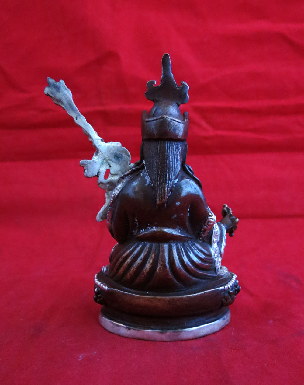 Tibetan Buddhism Guru Rinpoche(Padmasambhava) Copper Silver Oxide Statue Sculpture Figure Nepal