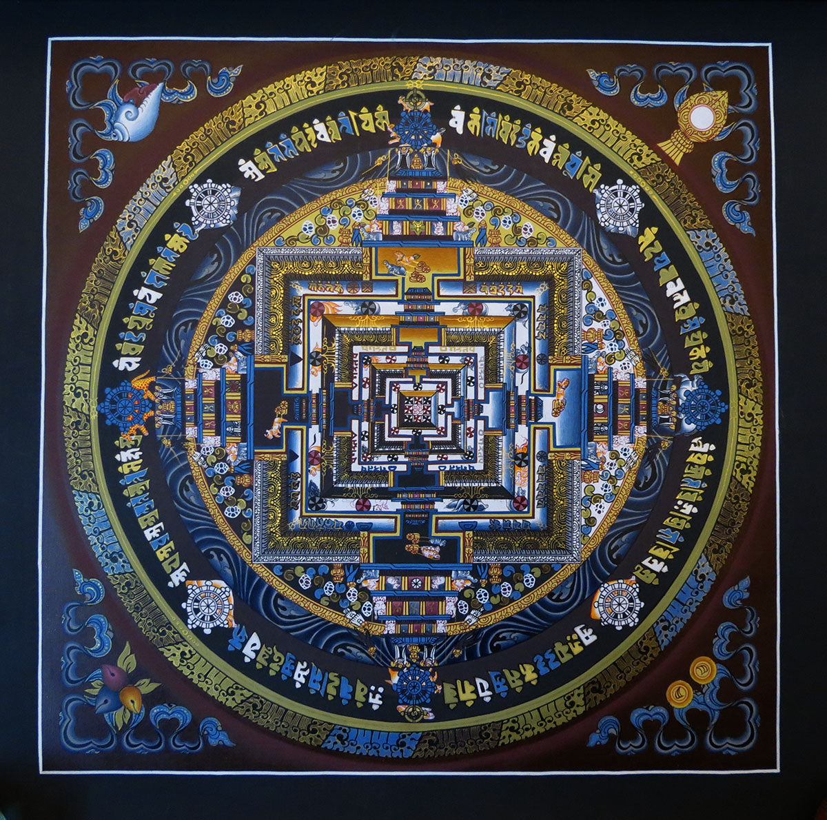 Tibetan Buddhism Ritual Kalachakra Mandala Kalachakra Tantra Gold Hand Painting Thangka Art free Brown