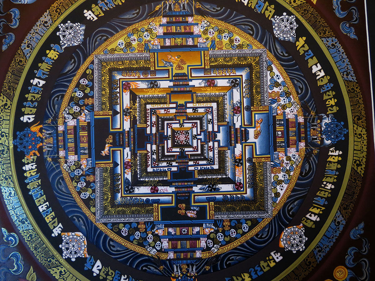 Tibetan Buddhism Ritual Kalachakra Mandala Kalachakra Tantra Gold Hand Painting Thangka Art free Brown