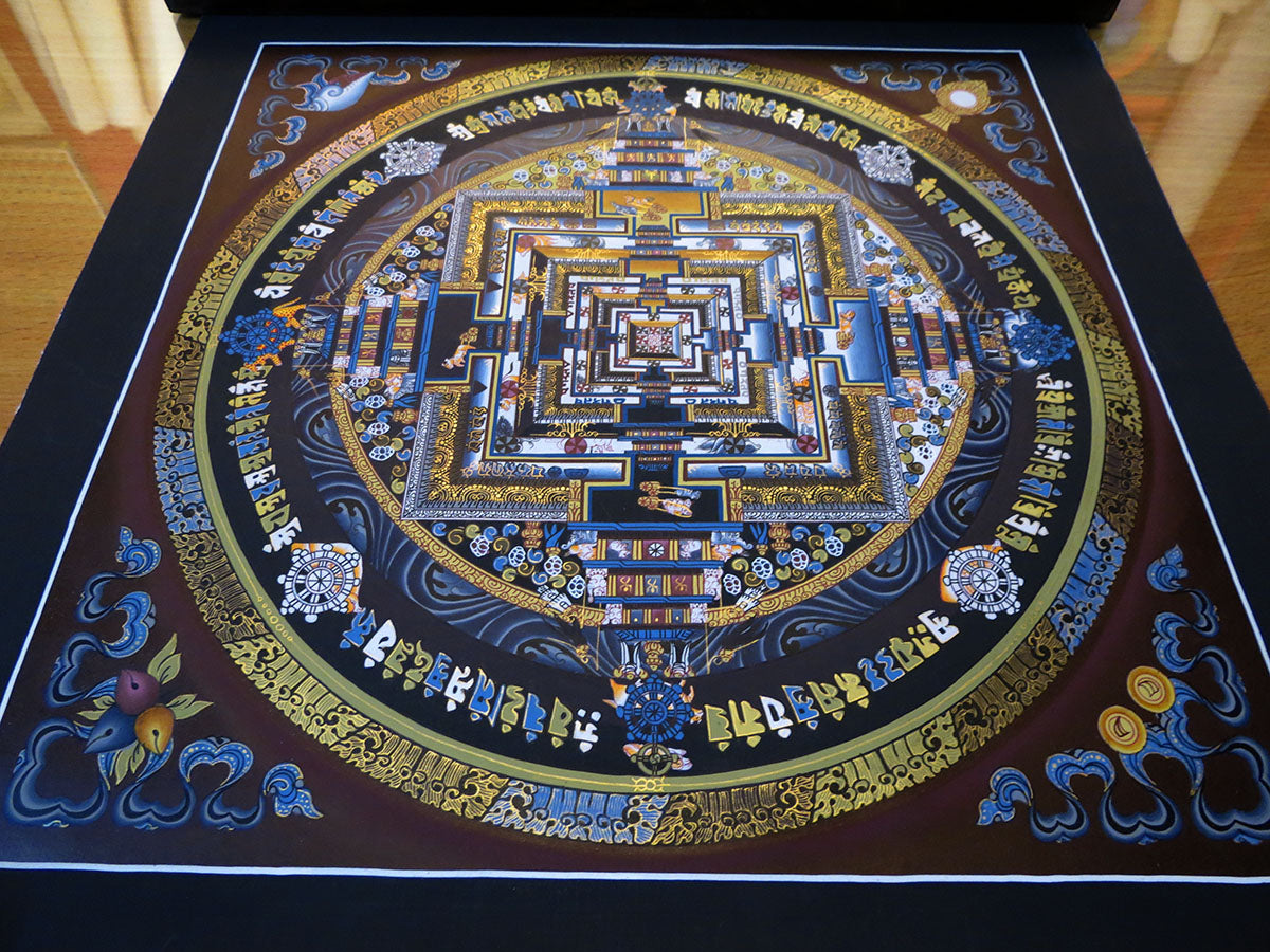 Tibetan Buddhism Ritual Kalachakra Mandala Kalachakra Tantra Gold Hand Painting Thangka Art free Brown