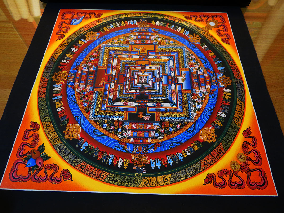 Tibetan Buddhism Ritual Kalachakra Mandala Kalachakra Tantra Gold Hand Painting Thangka Art free Yellow