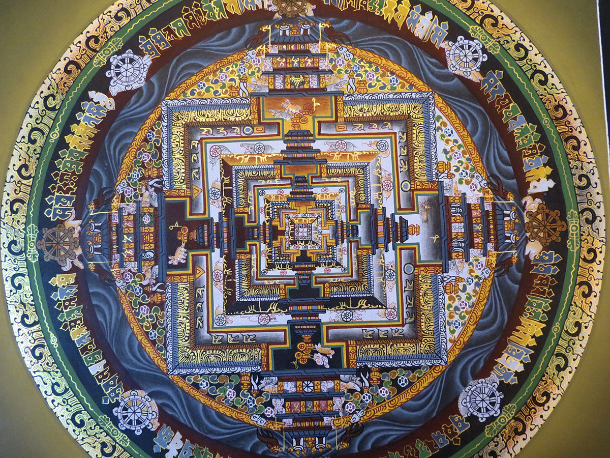 Tibetan Buddhism Ritual Kalachakra Mandala Kalachakra Tantra Hand Painting 26 cm Thangka Art free Grey