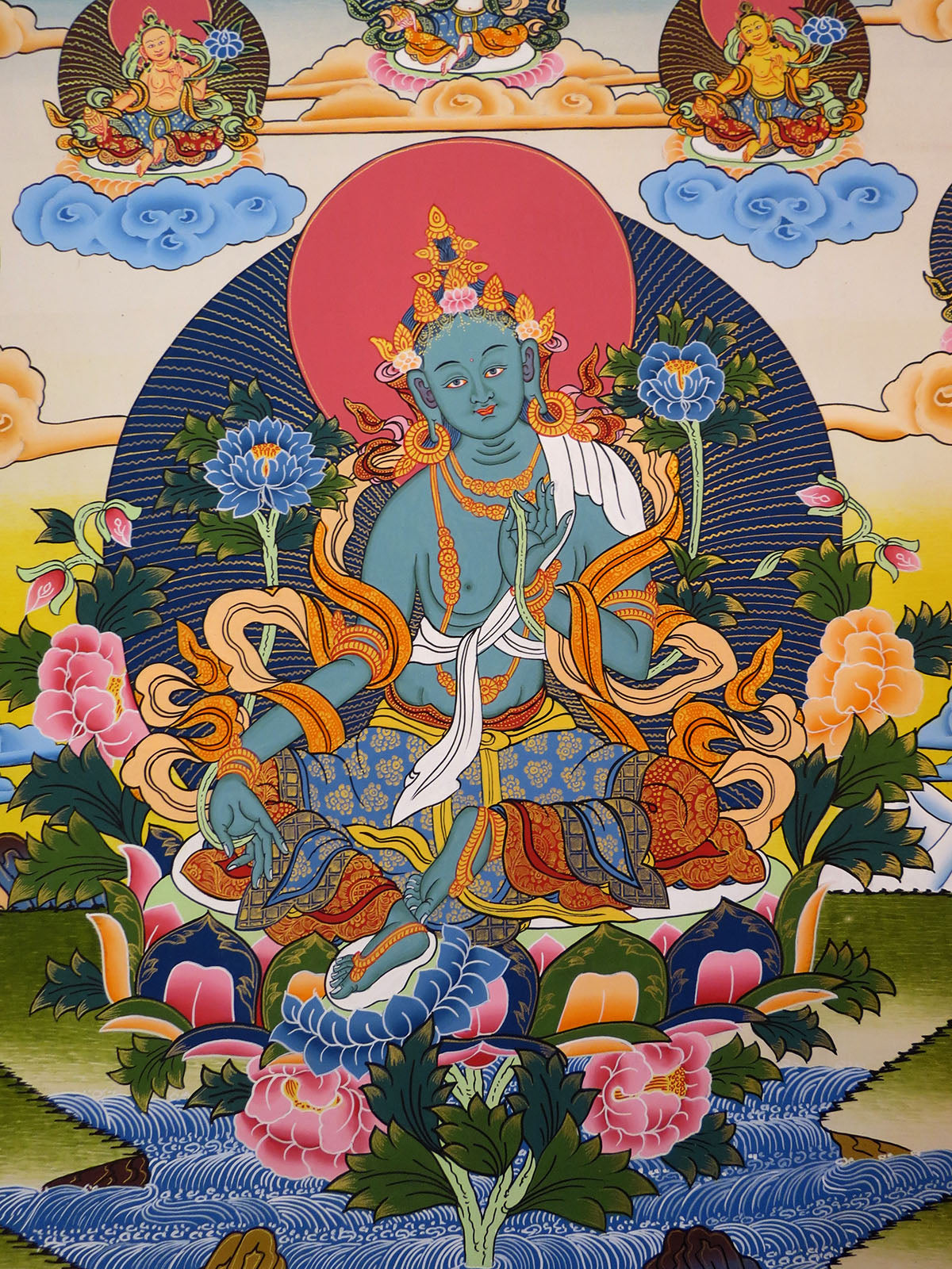 Tibetan Buddhism Goddess Green Tara Rupa Dolma with 21 Tara Lama Hand Painting Thangka Figure Nepal free