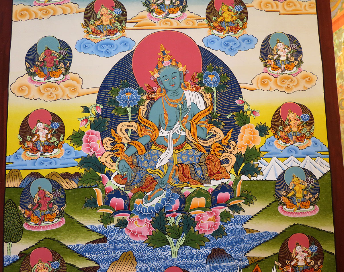 Tibetan Buddhism Goddess Green Tara Rupa Dolma with 21 Tara Lama Hand Painting Thangka Figure Nepal free