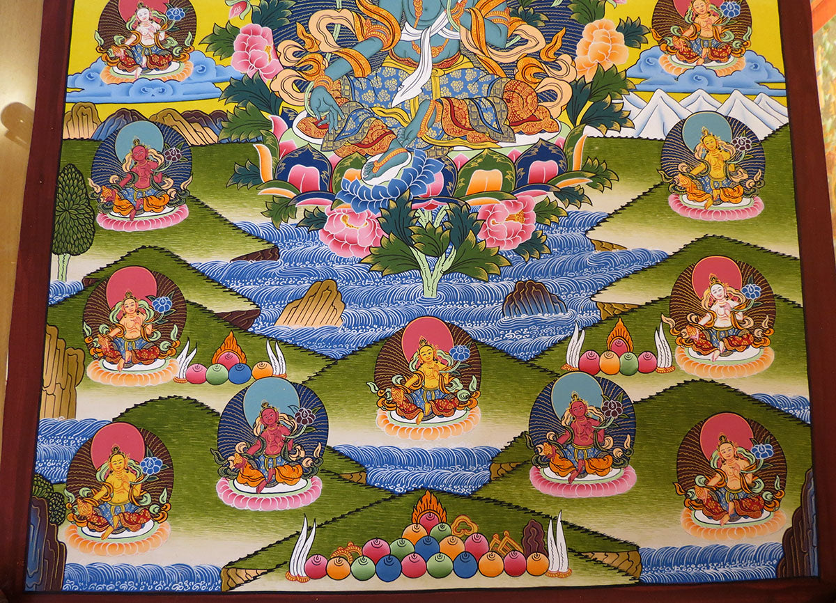 Tibetan Buddhism Goddess Green Tara Rupa Dolma with 21 Tara Lama Hand Painting Thangka Figure Nepal free