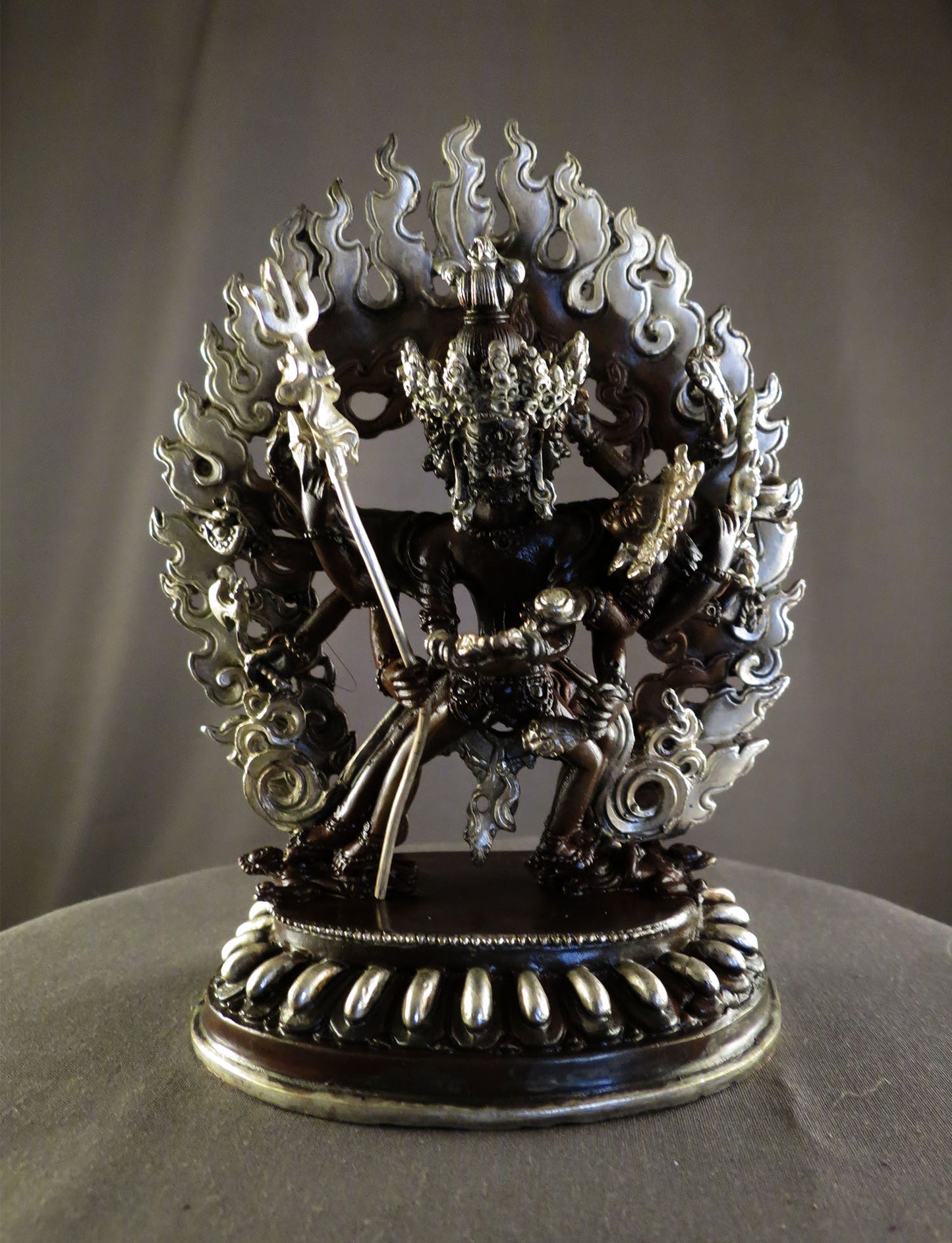 Tibetan Buddhism Lord Cakrasamvara with Consort Silver Oxide Copper Statue Sculpture Nepal free