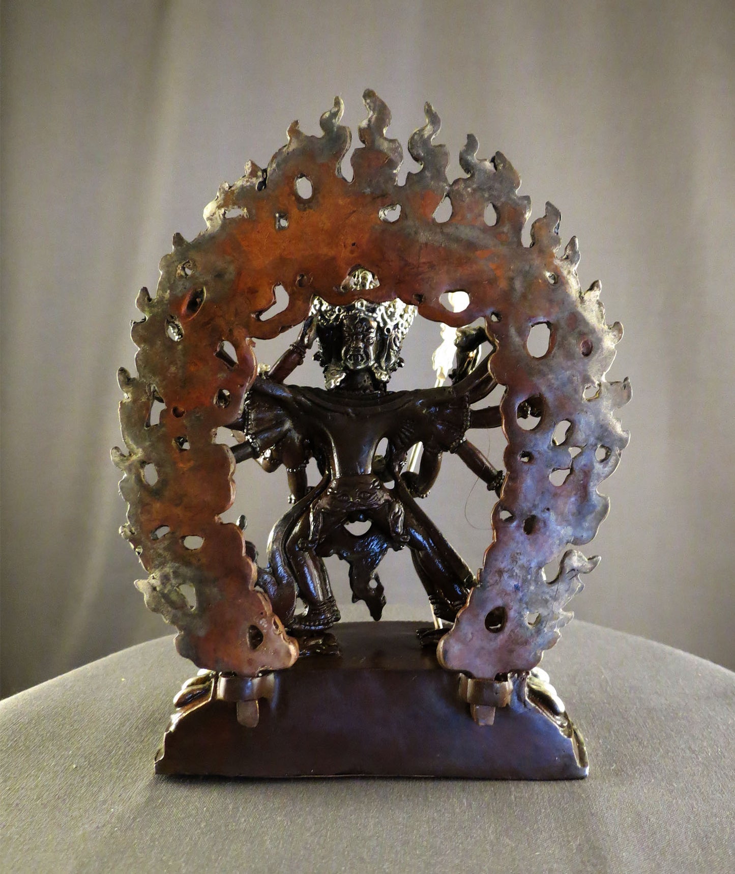 Tibetan Buddhism Lord Cakrasamvara with Consort Silver Oxide Copper Statue Sculpture Nepal free