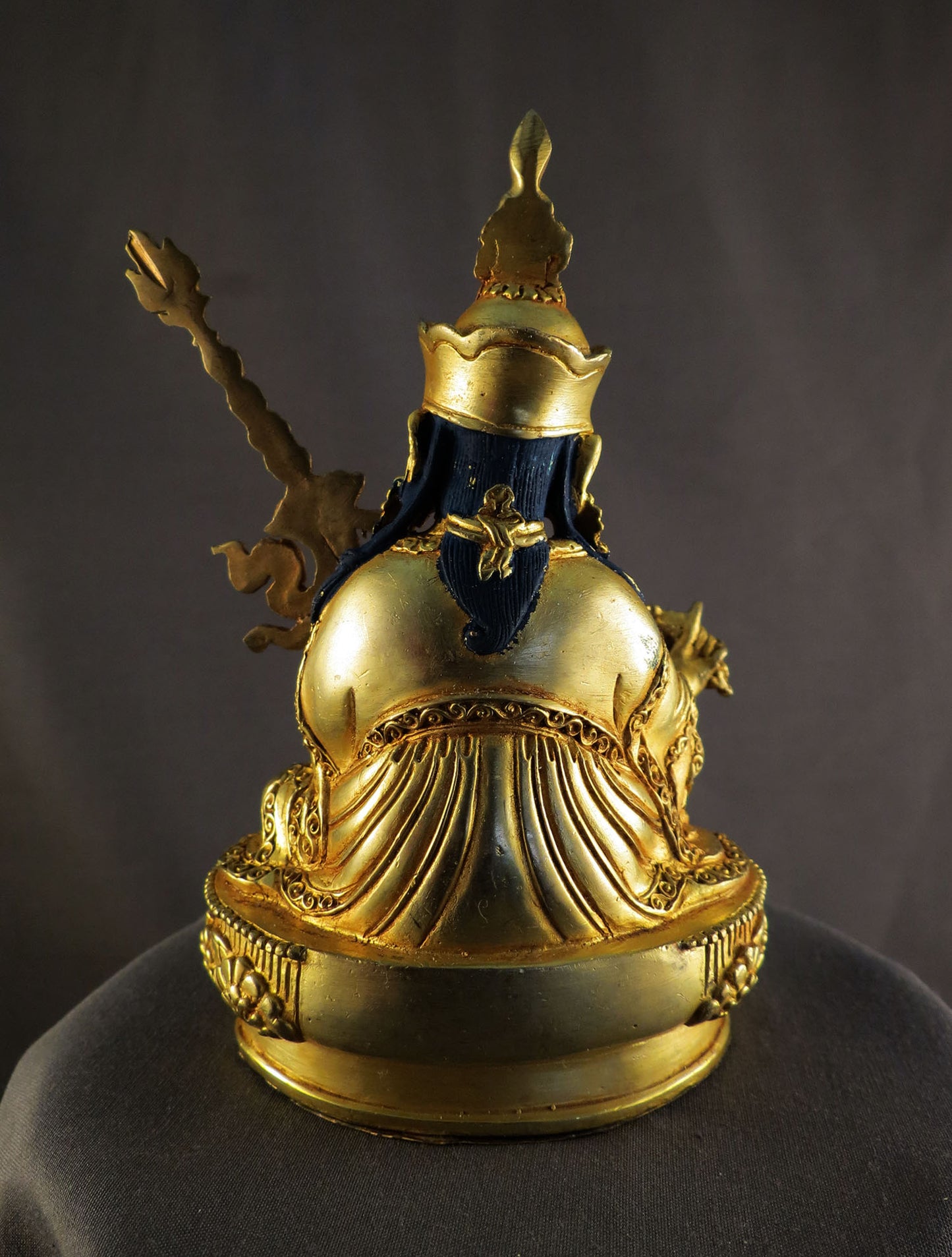Tibetan Buddhism Gold Face Hand Painting Guru Rinpoche Padmasambhava Copper Gold Plated Statue Sculpture Figure Nepal free