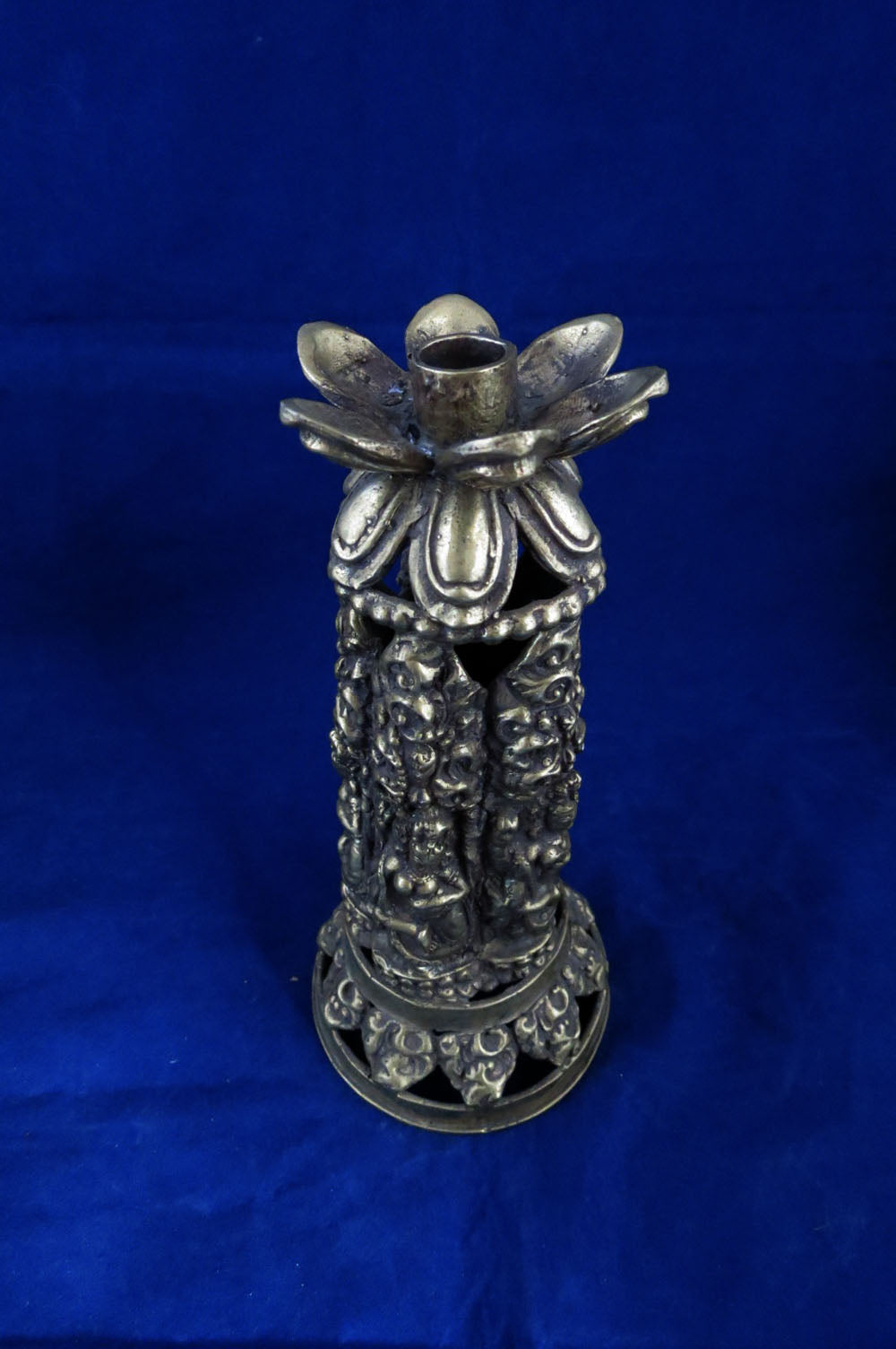 Unique Vintage 2.5 cm Candle Hole Brass 7.2" Brass Candle Holder Stand Handmade Nepal