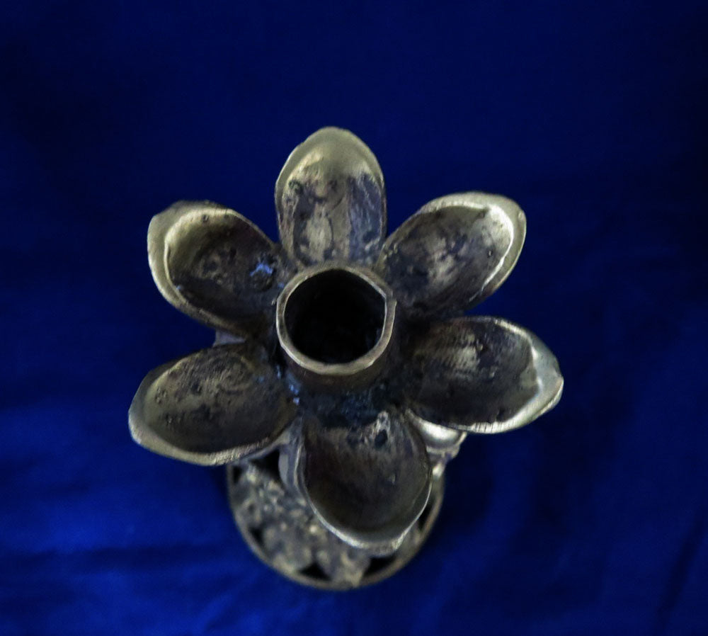 Unique Vintage 2.5 cm Candle Hole Brass 7.2" Brass Candle Holder Stand Handmade Nepal