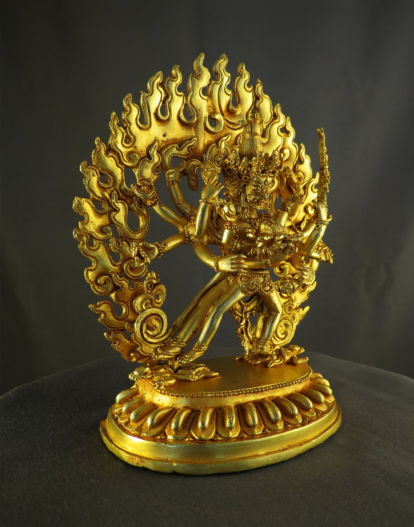 Tibetan Buddhism Lord Chakrasamvara with Consort Gold Plated Copper Statue Sculpture Nepal free