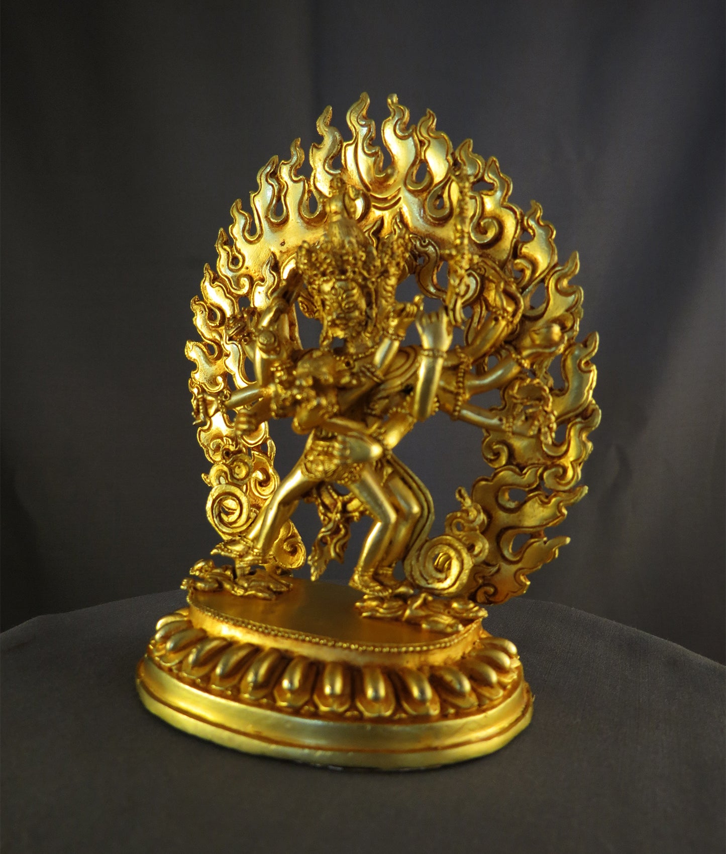 Tibetan Buddhism Lord Chakrasamvara with Consort Gold Plated Copper Statue Sculpture Nepal free