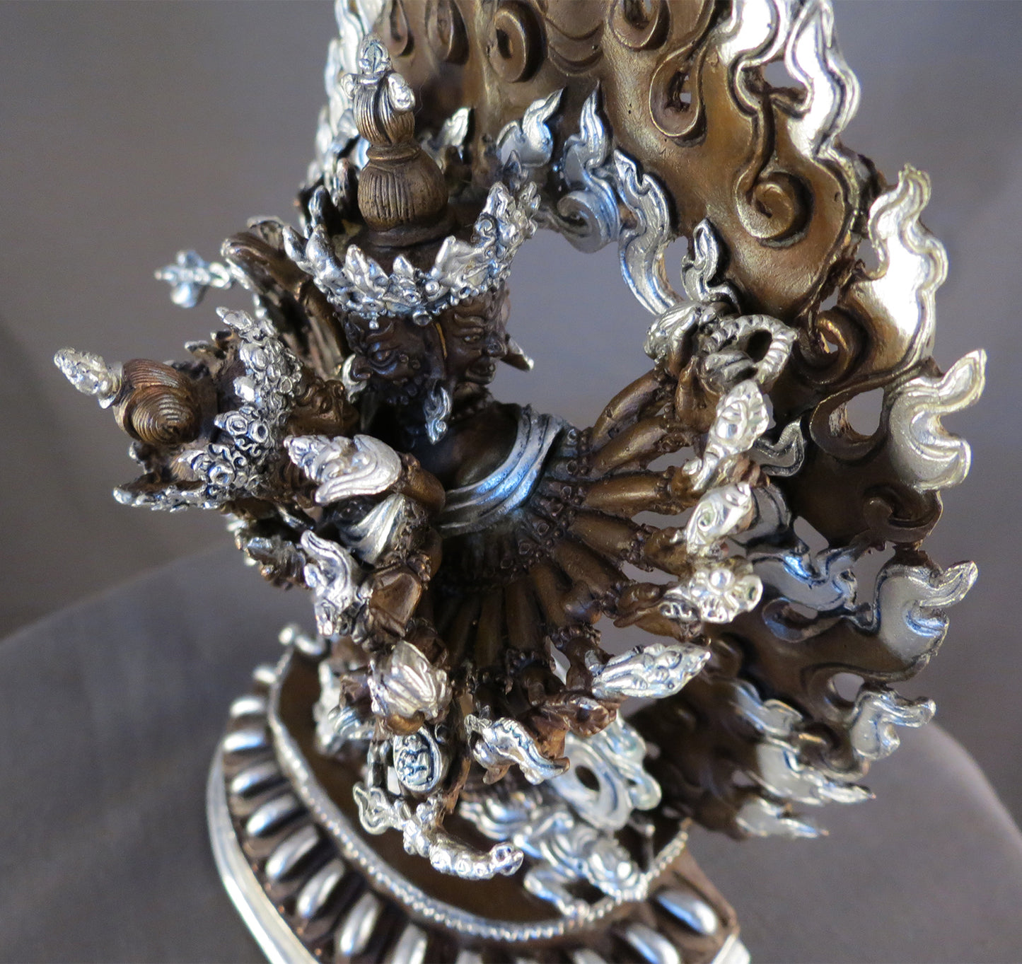 Tibetan Buddhism Lord Kalachakra with Consort Silver Oxide Copper Statue Sculpture Nepal free