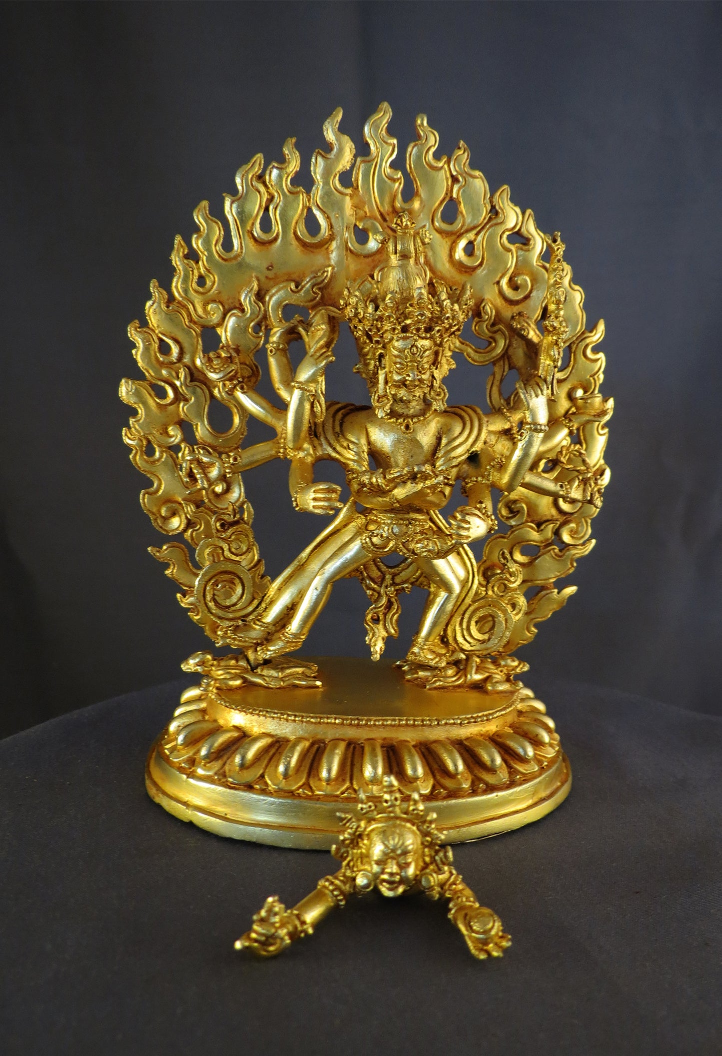 Tibetan Buddhism Lord Chakrasamvara with Consort Gold Plated Copper Statue Sculpture Nepal free
