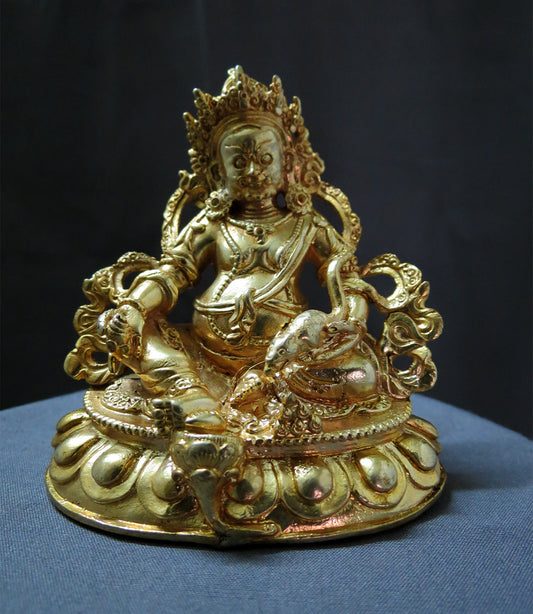 Tibetan Buddhism God of Wealth Jambhala Zambhala  Gold Copper Statue Sculpture Figure Nepal free