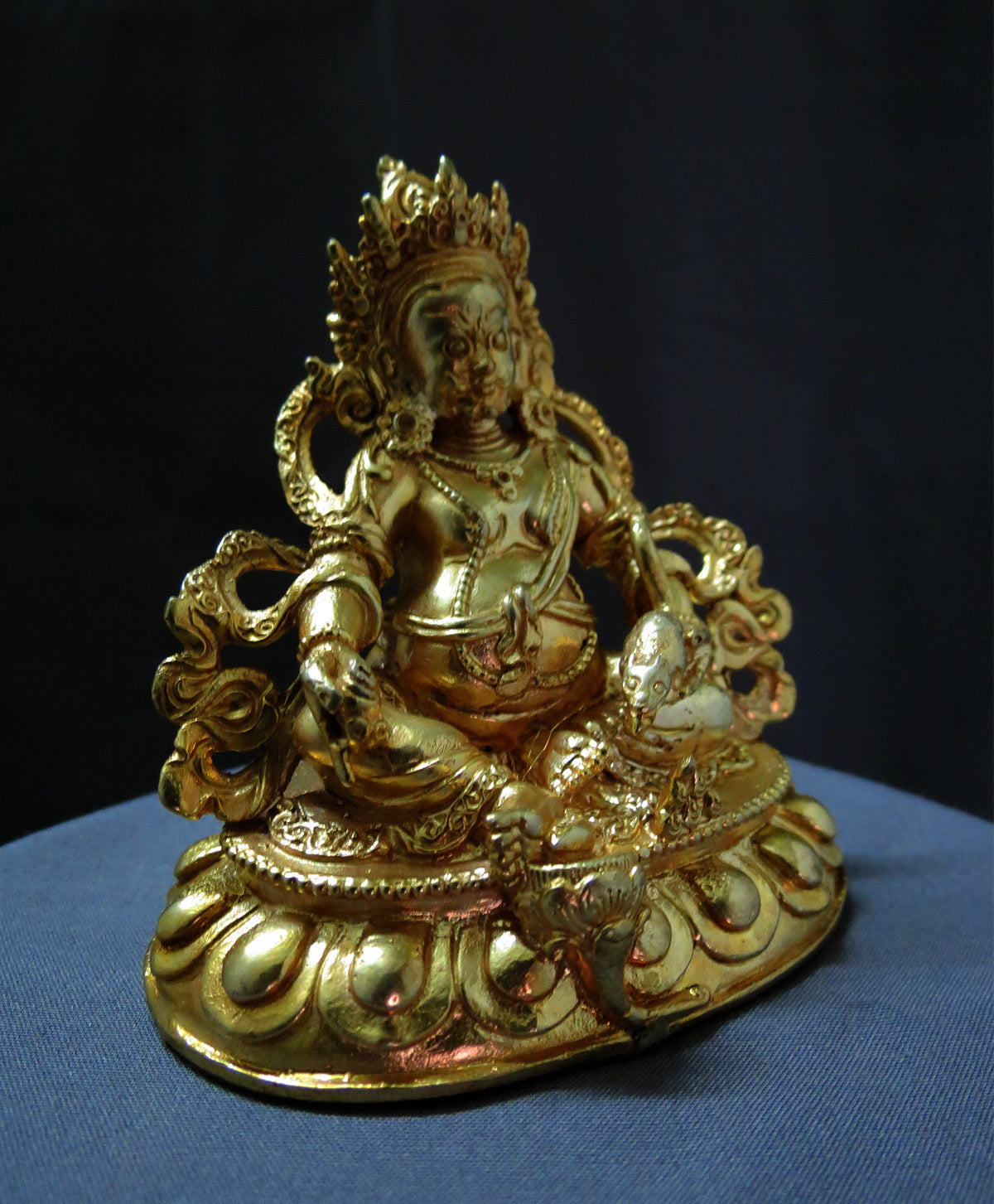 Tibetan Buddhism God of Wealth Jambhala Zambhala  Gold Copper Statue Sculpture Figure Nepal free