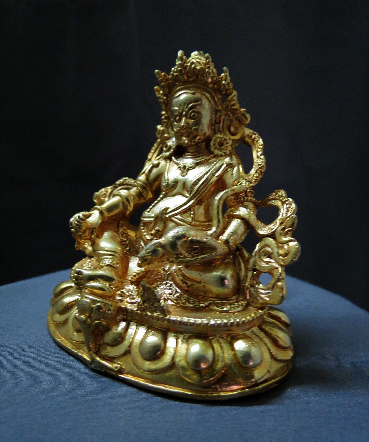 Tibetan Buddhism God of Wealth Jambhala Zambhala  Gold Copper Statue Sculpture Figure Nepal free