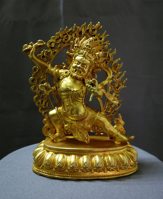 Buddhism Protector Gold Face Lord Vajra Pani Copper Gold Statue Figure SculptureNepal free