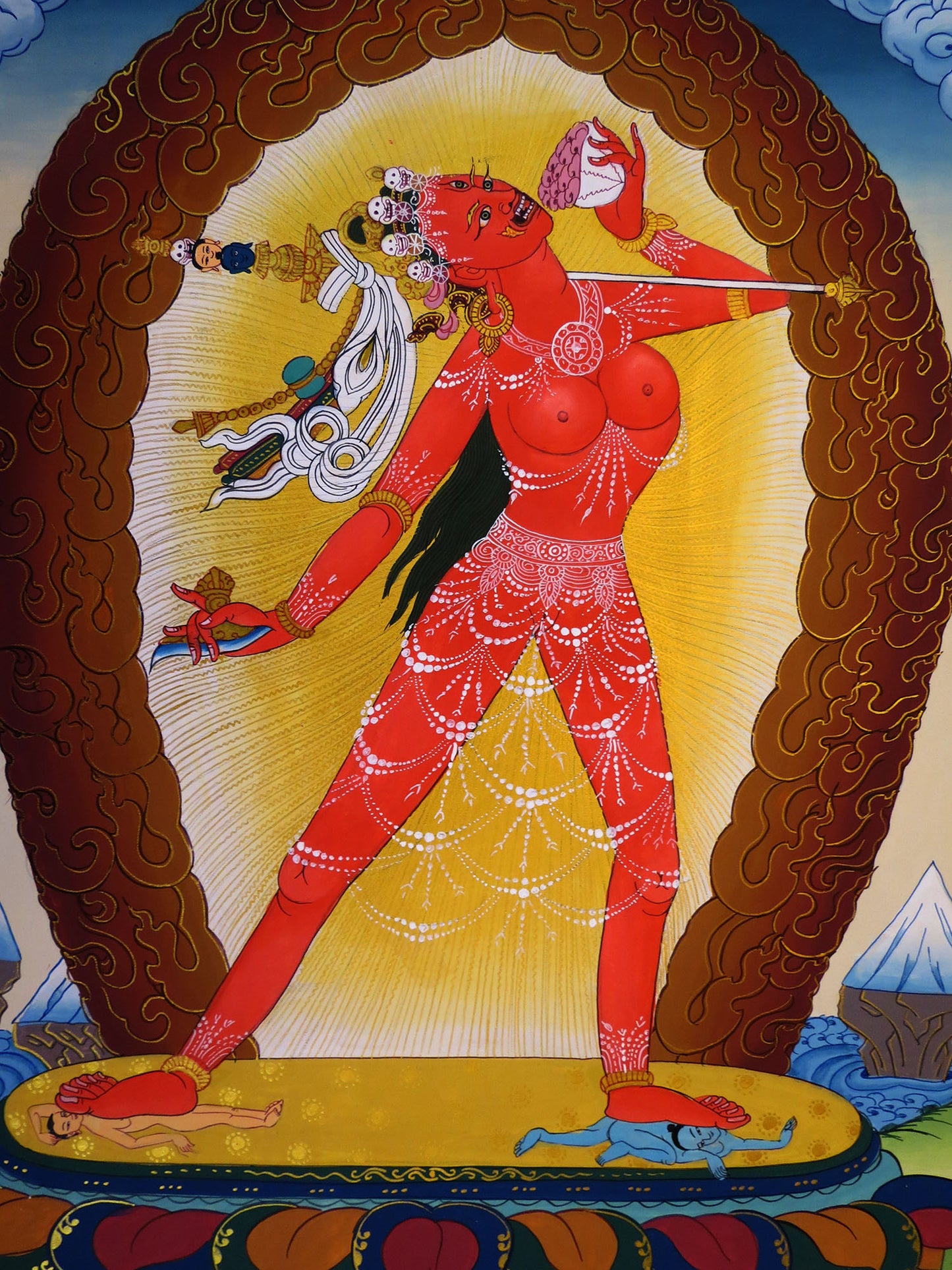 Tibetan Buddhism Wrathful Deity Goddess Khadga Jogini Vajra Yogini Dakini Hand Painting Thangka Nepal free