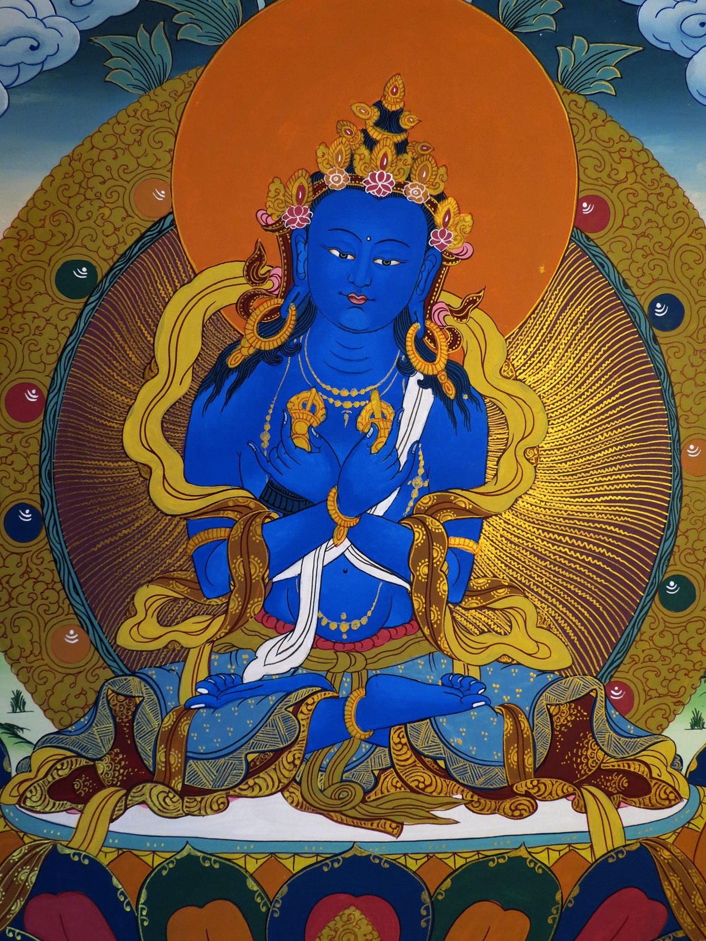 Tibetan Buddhism Bodhisattva Lord Vajradhara Dorje Chang Hand Painting Thangka Art Nepal free
