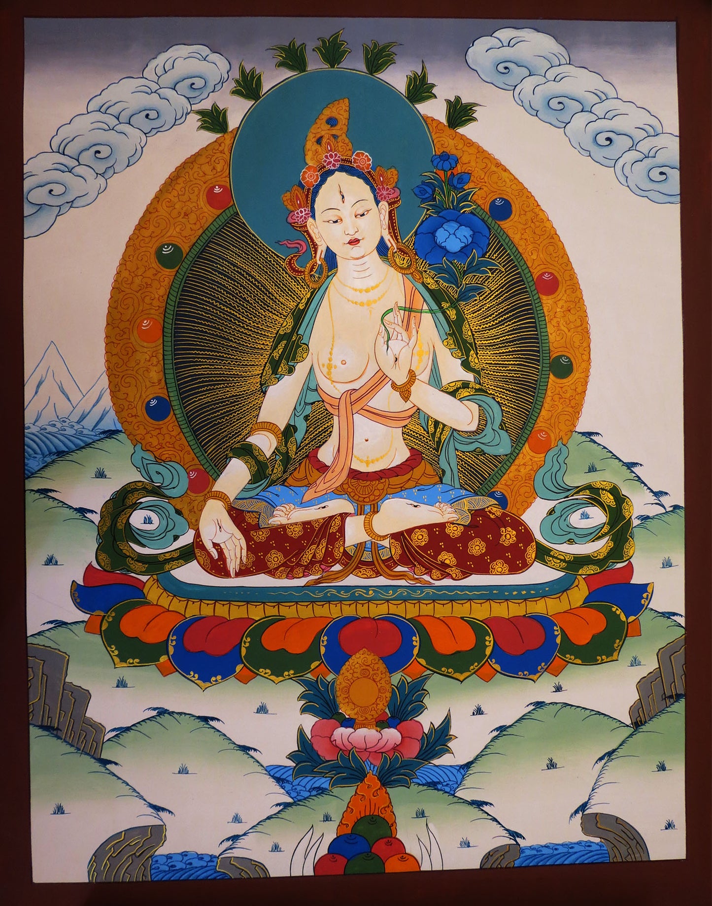 Tibetan Buddhism Goddess White Tara Rupa Dolma Hand Painting Thangka Art Nepal free