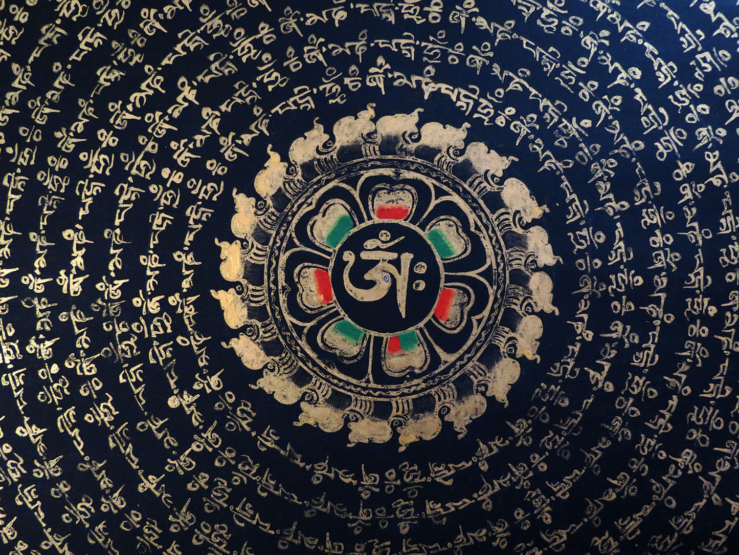 Tibetan Buddhism Om Mani Padme Hum Mantra Mandala Handwritten Painting 50 cm Thangka Art Nepal free