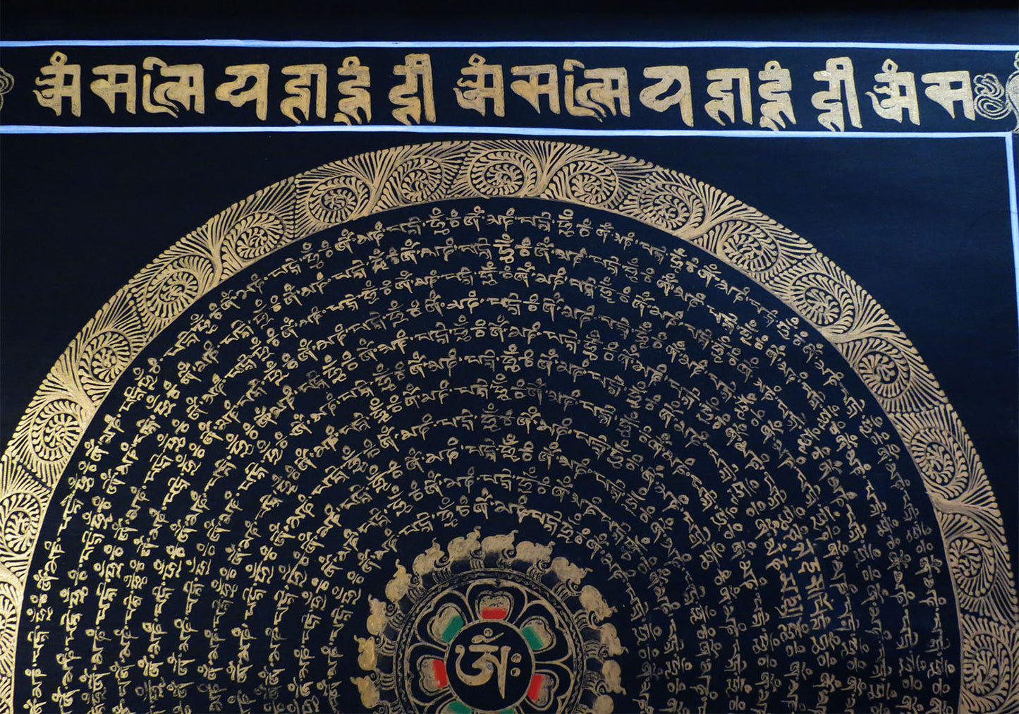 Tibetan Buddhism Om Mani Padme Hum Mantra Mandala Handwritten Painting 50 cm Thangka Art Nepal free
