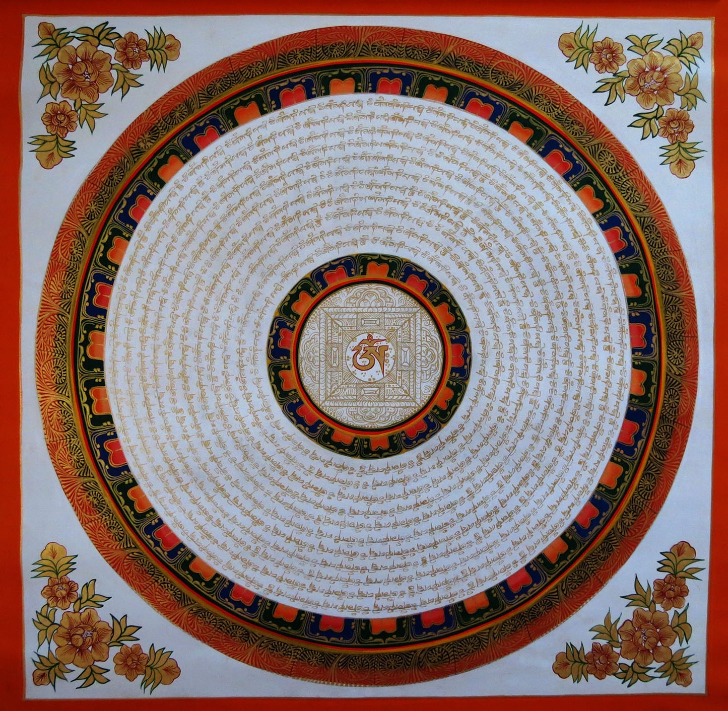 Tibetan Buddhism Ritual Om Mani Padme Hum Mantra Mandala Handwritten Canvas Cloth Painting Thangka Art Nepal free