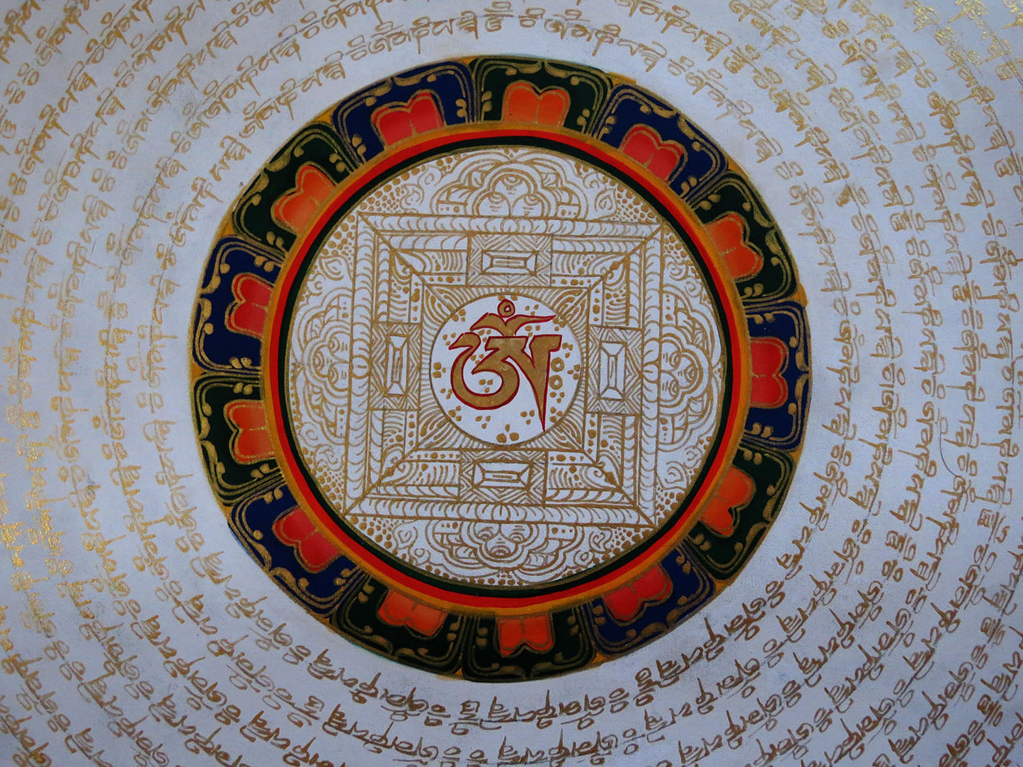 Tibetan Buddhism Ritual Om Mani Padme Hum Mantra Mandala Handwritten Canvas Cloth Painting Thangka Art Nepal free