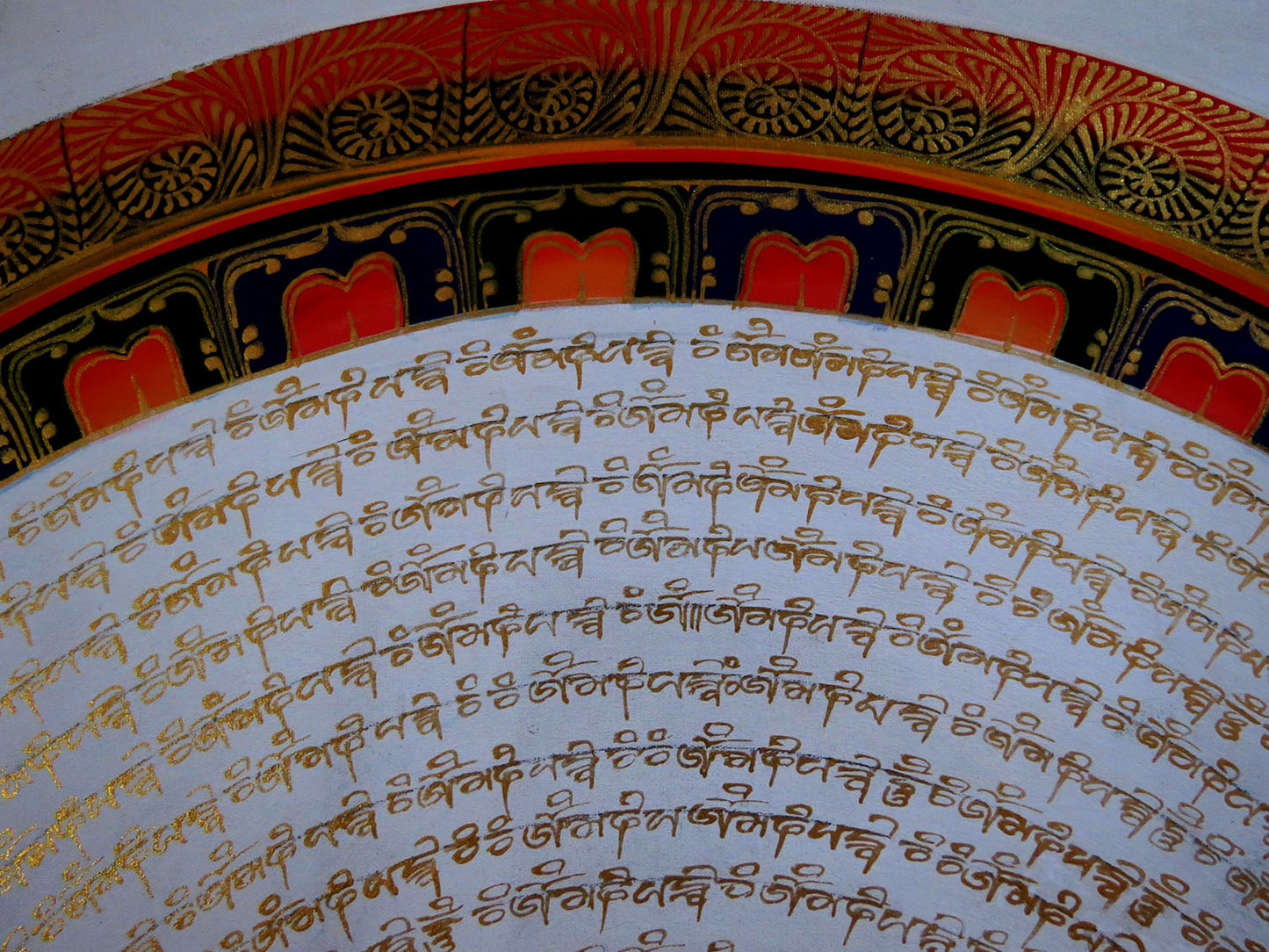 Tibetan Buddhism Ritual Om Mani Padme Hum Mantra Mandala Handwritten Canvas Cloth Painting Thangka Art Nepal free