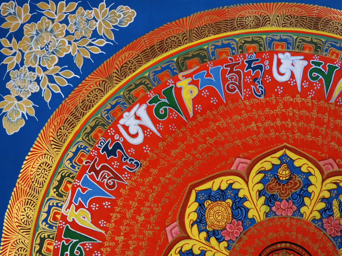 Tibetan Buddhism Om Mani Padme Hum Mantra Mandala Ritual 8 Auspicious Lucky Sign Lama Handwritten Painting Thangka Art Nepal free